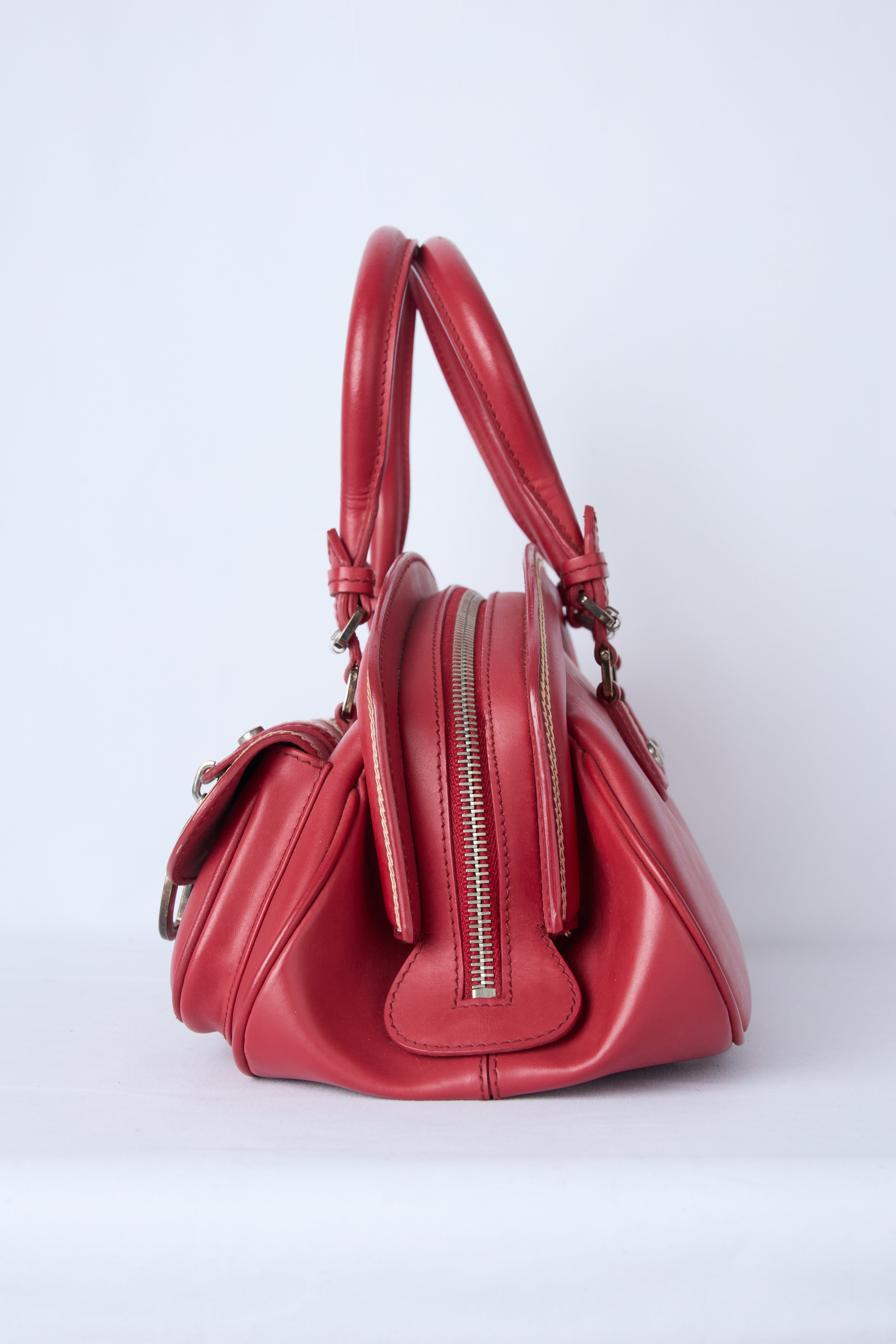 DIOR RED LEATHER DETECTIVE BAG