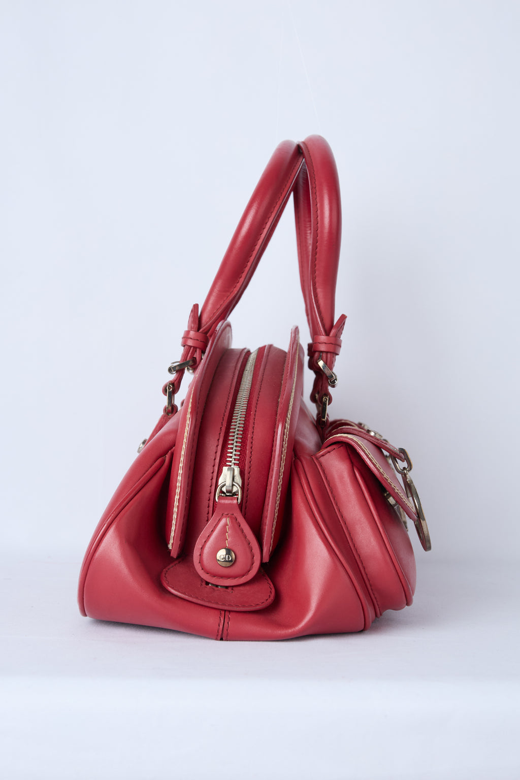 DIOR RED LEATHER DETECTIVE BAG