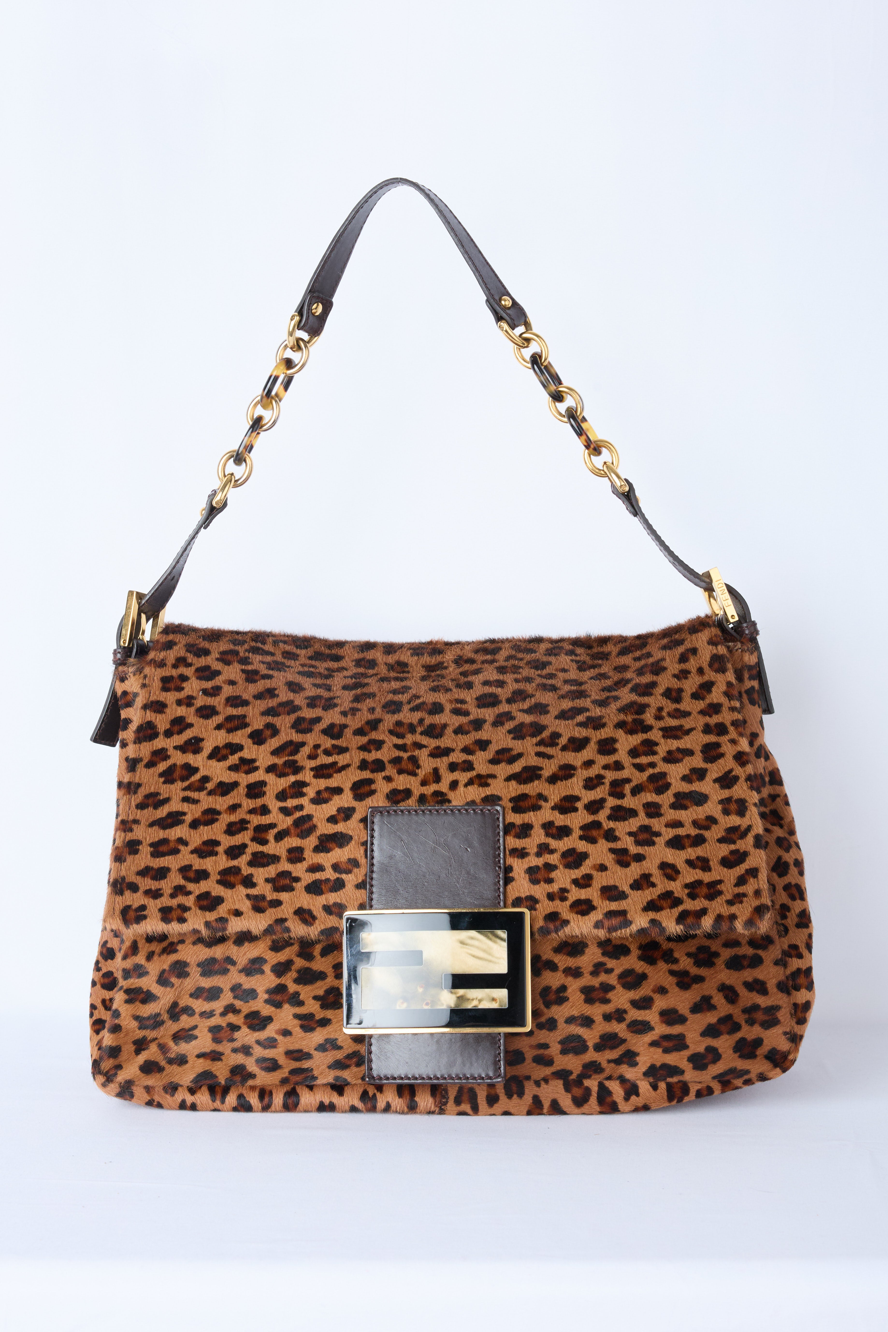 FENDI LEOPARD PONY HAIR MAMMA BAGUETTE