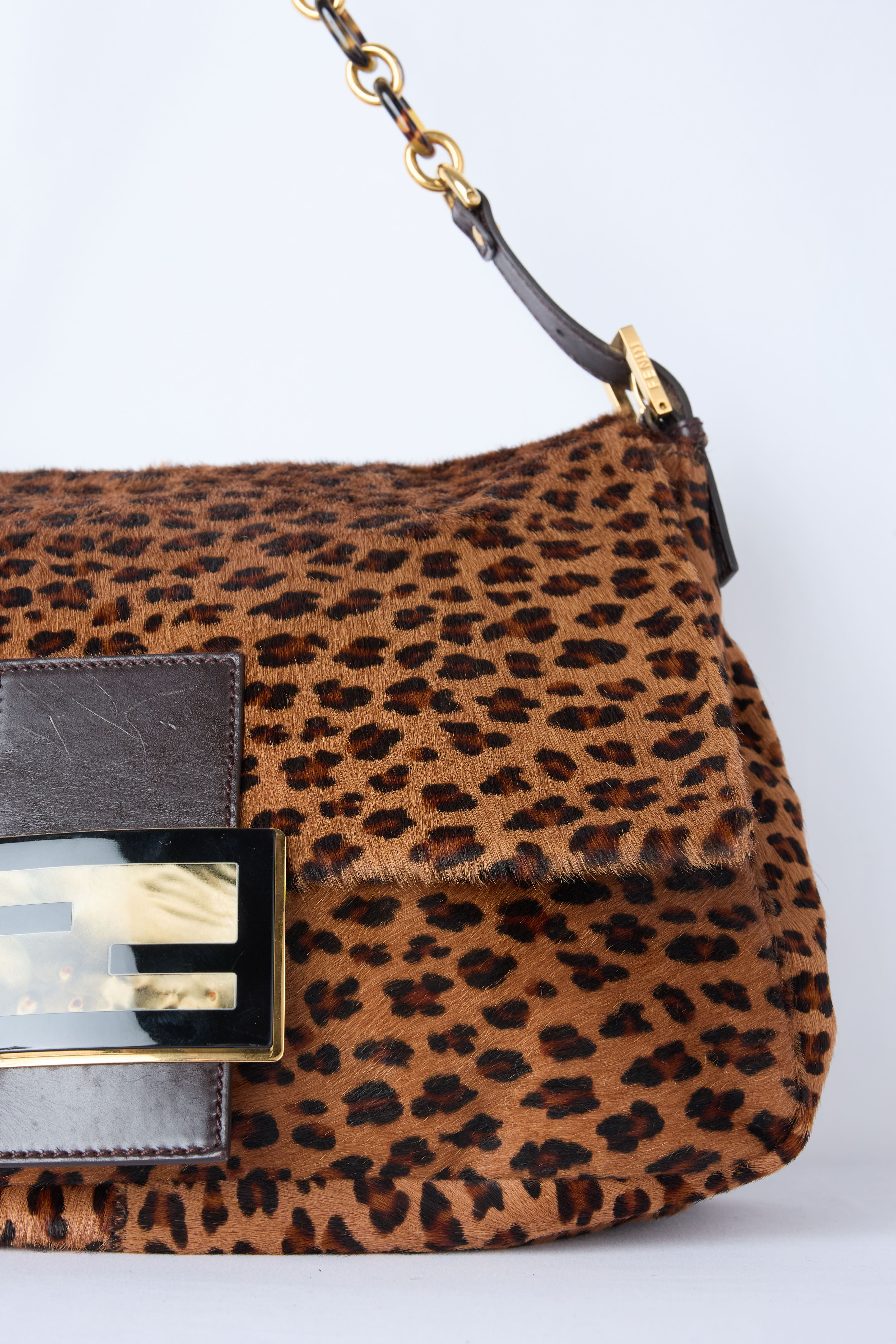 FENDI LEOPARD PONY HAIR MAMMA BAGUETTE