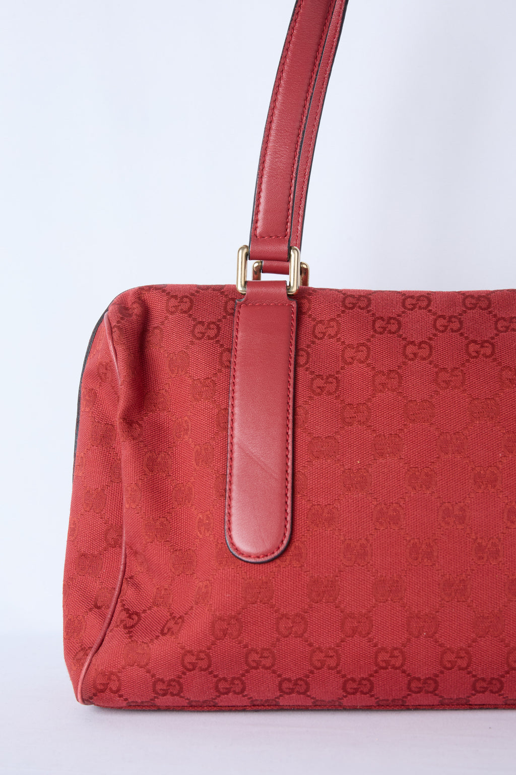 GUCCI RED GG CANVAS BOSTON BAG