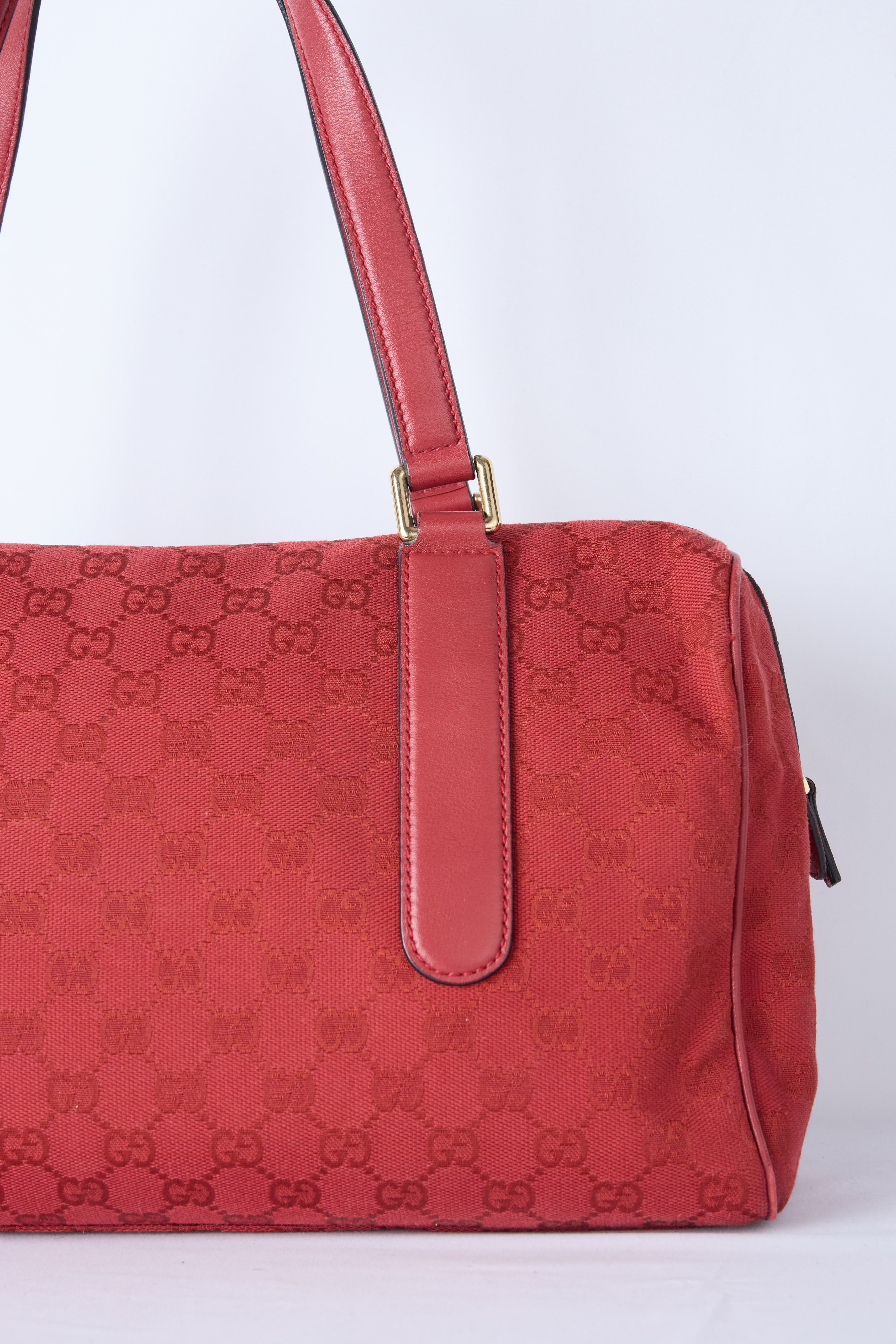 GUCCI RED GG CANVAS BOSTON BAG