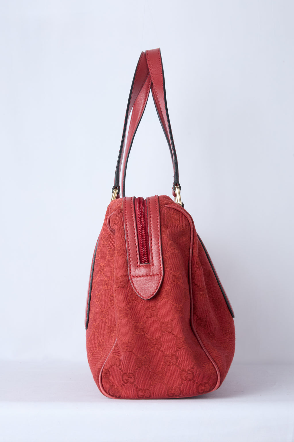 GUCCI RED GG CANVAS BOSTON BAG