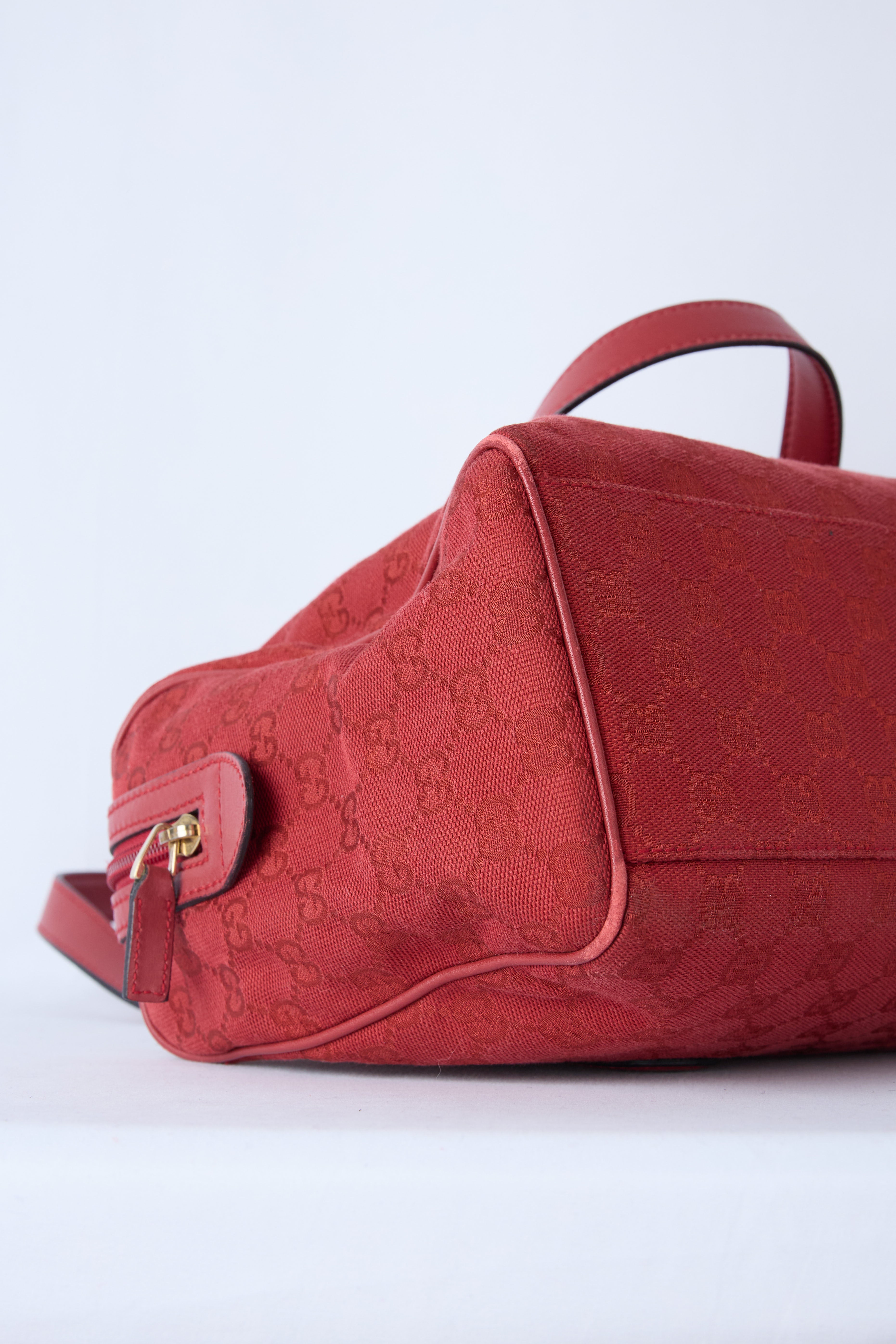 GUCCI RED GG CANVAS BOSTON BAG