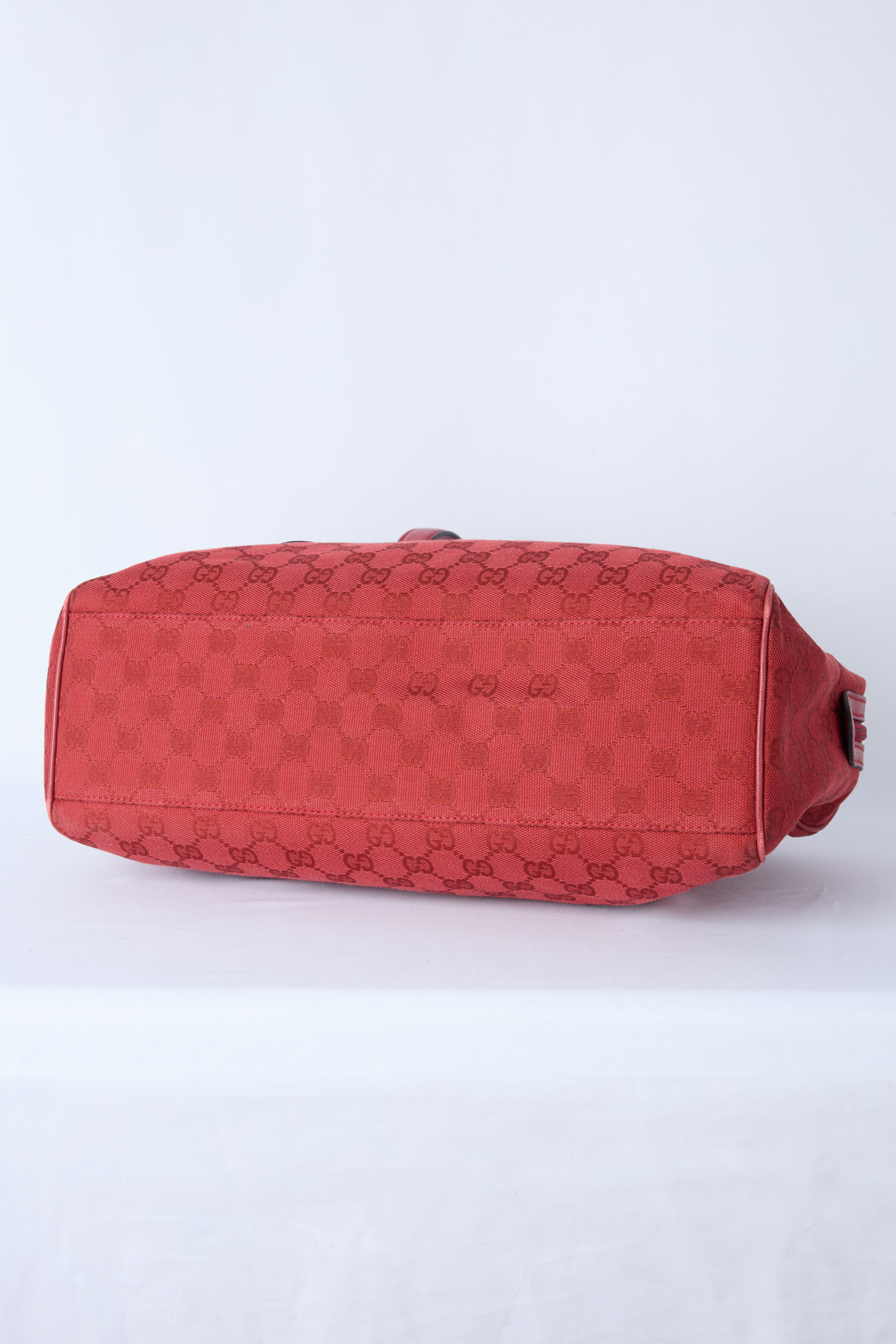 GUCCI RED GG CANVAS BOSTON BAG