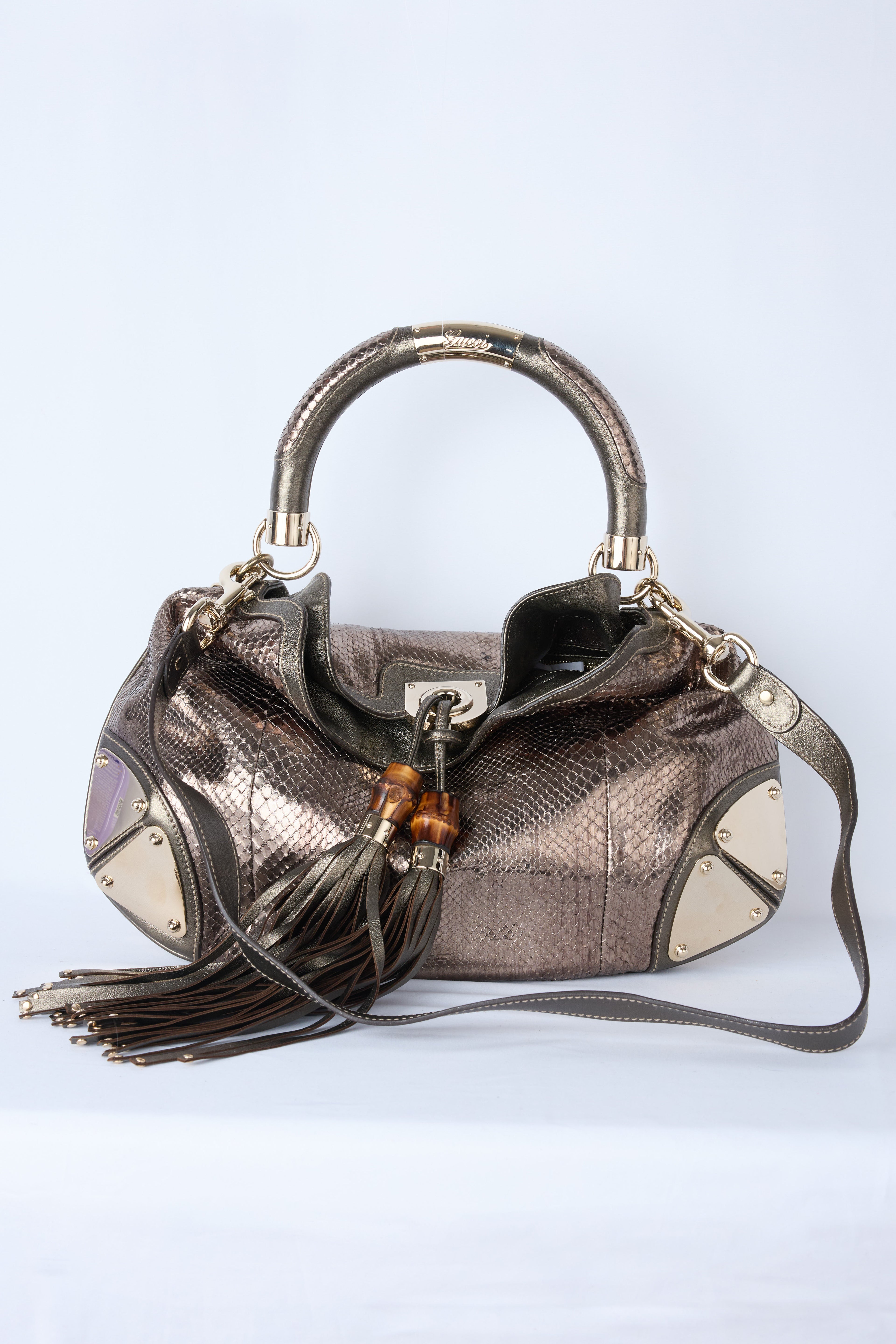 GUCCI METALLIC PYTHON BABOUSKA INDY HOBO