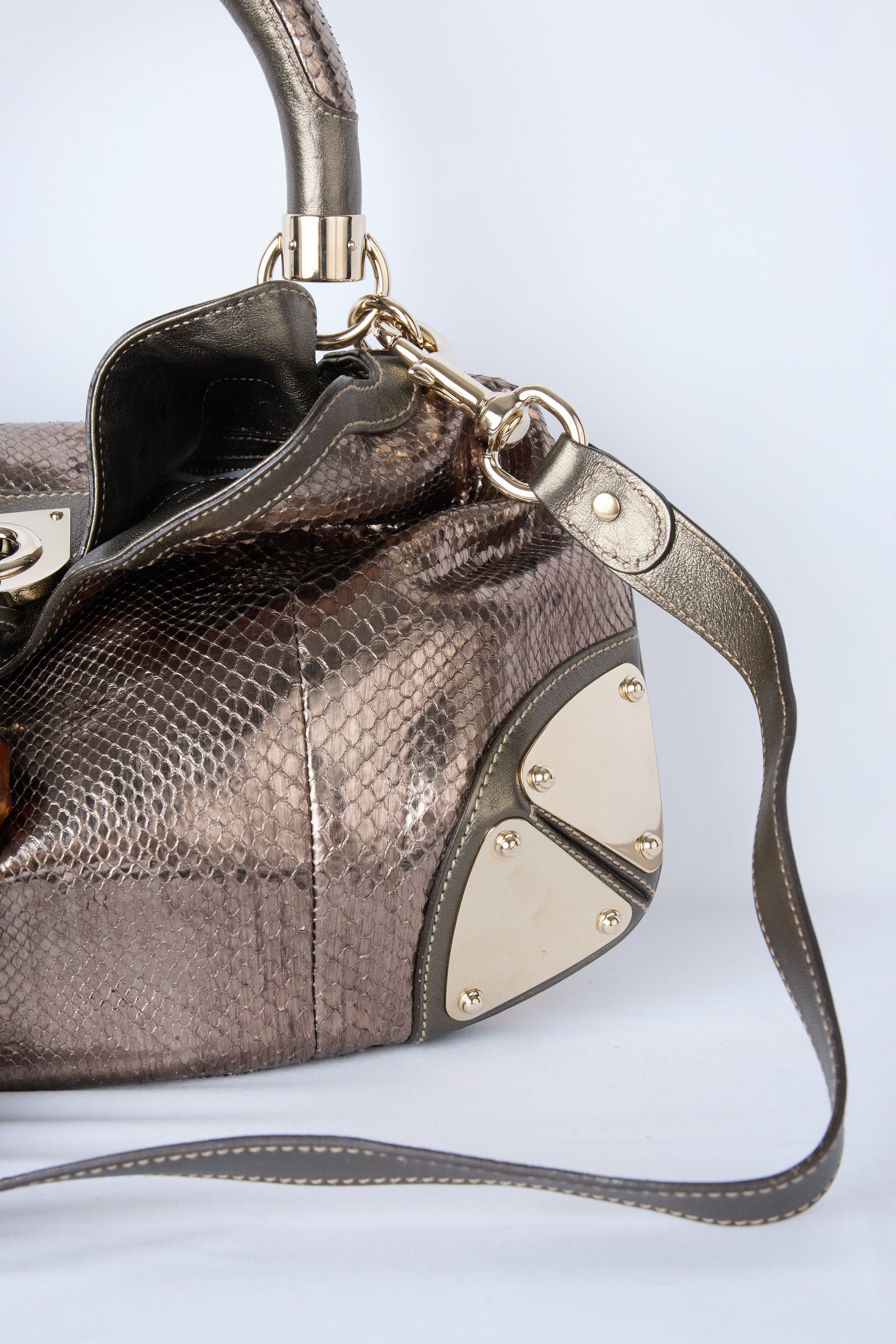 GUCCI METALLIC PYTHON BABOUSKA INDY HOBO