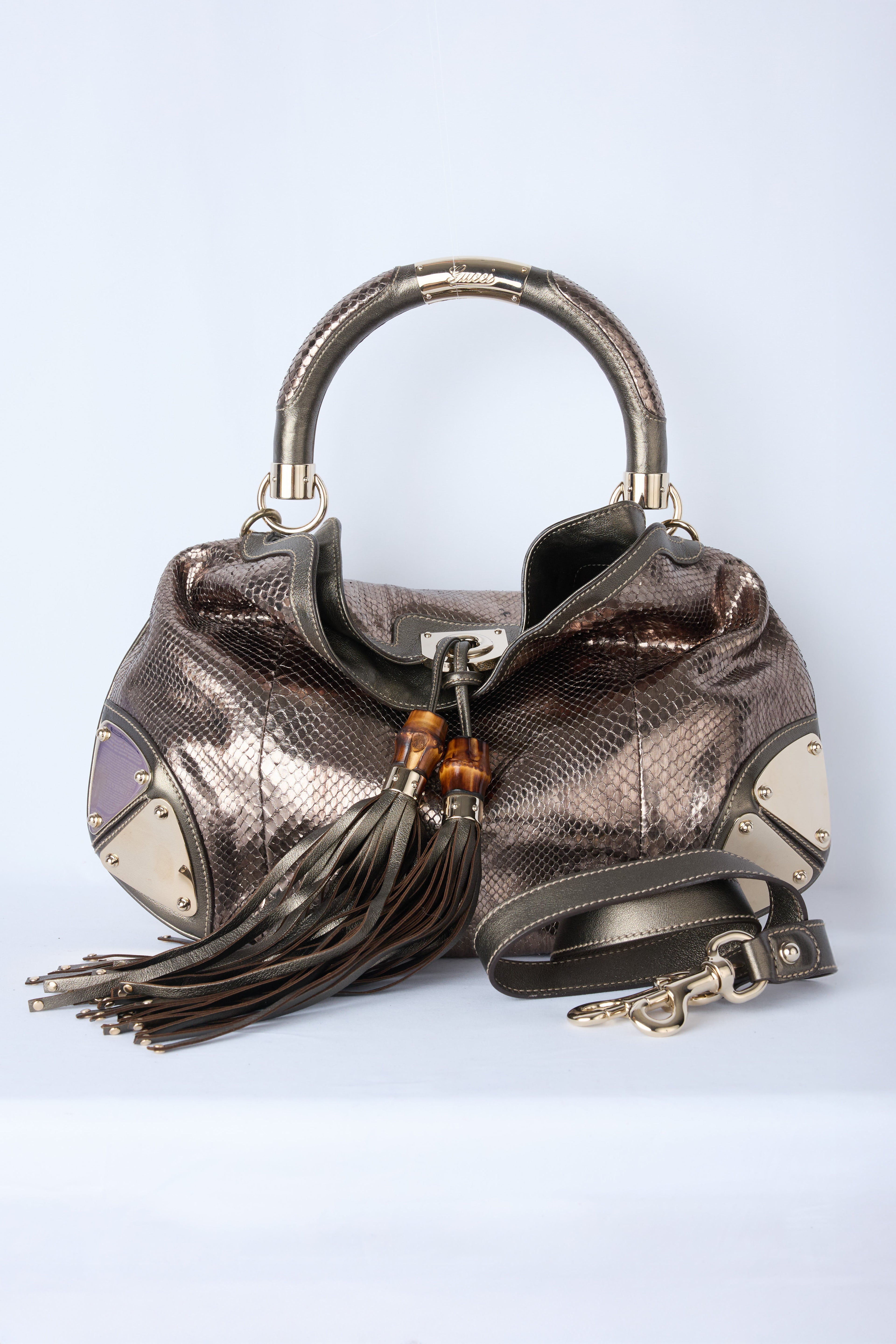 GUCCI METALLIC PYTHON BABOUSKA INDY HOBO