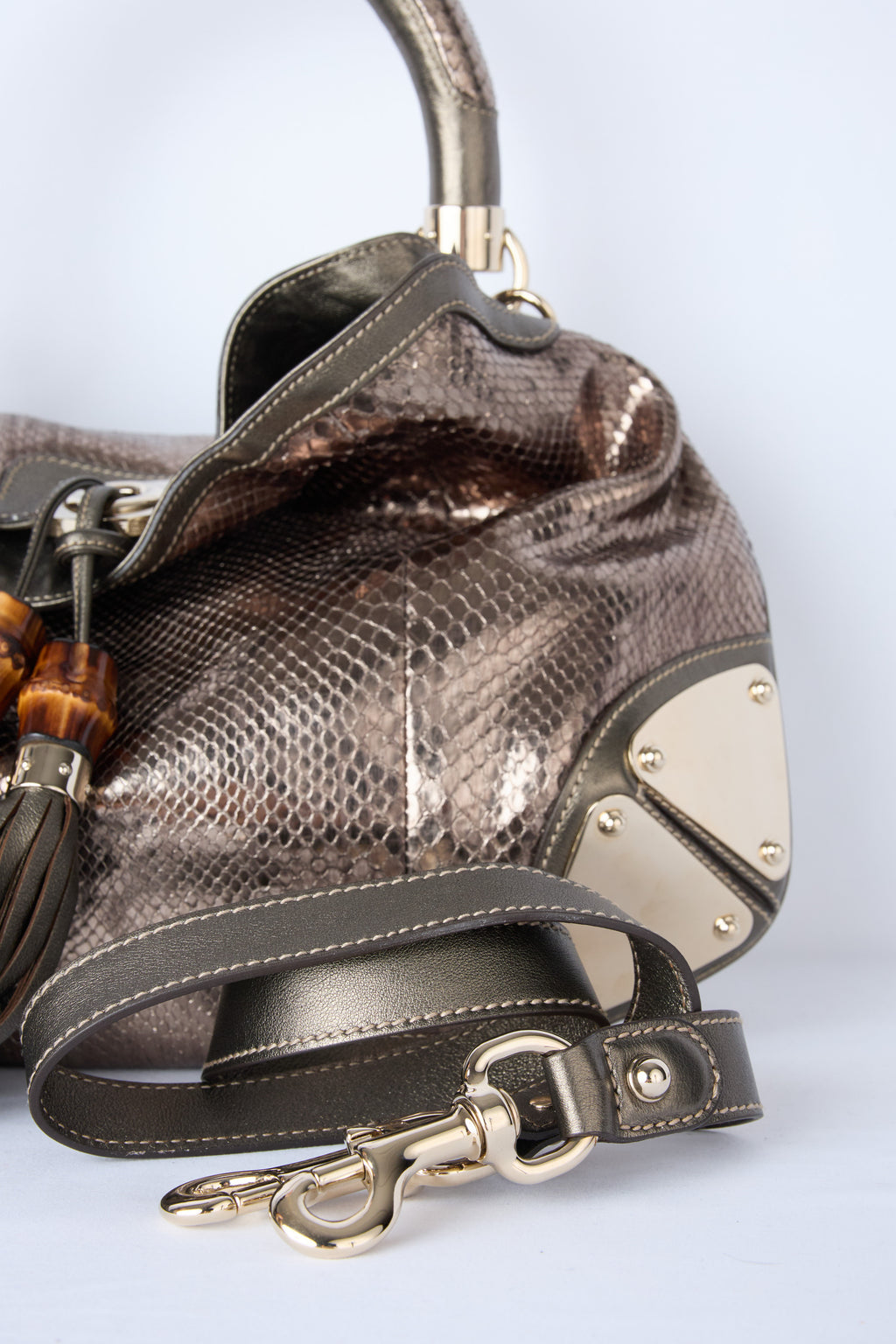 GUCCI METALLIC PYTHON BABOUSKA INDY HOBO