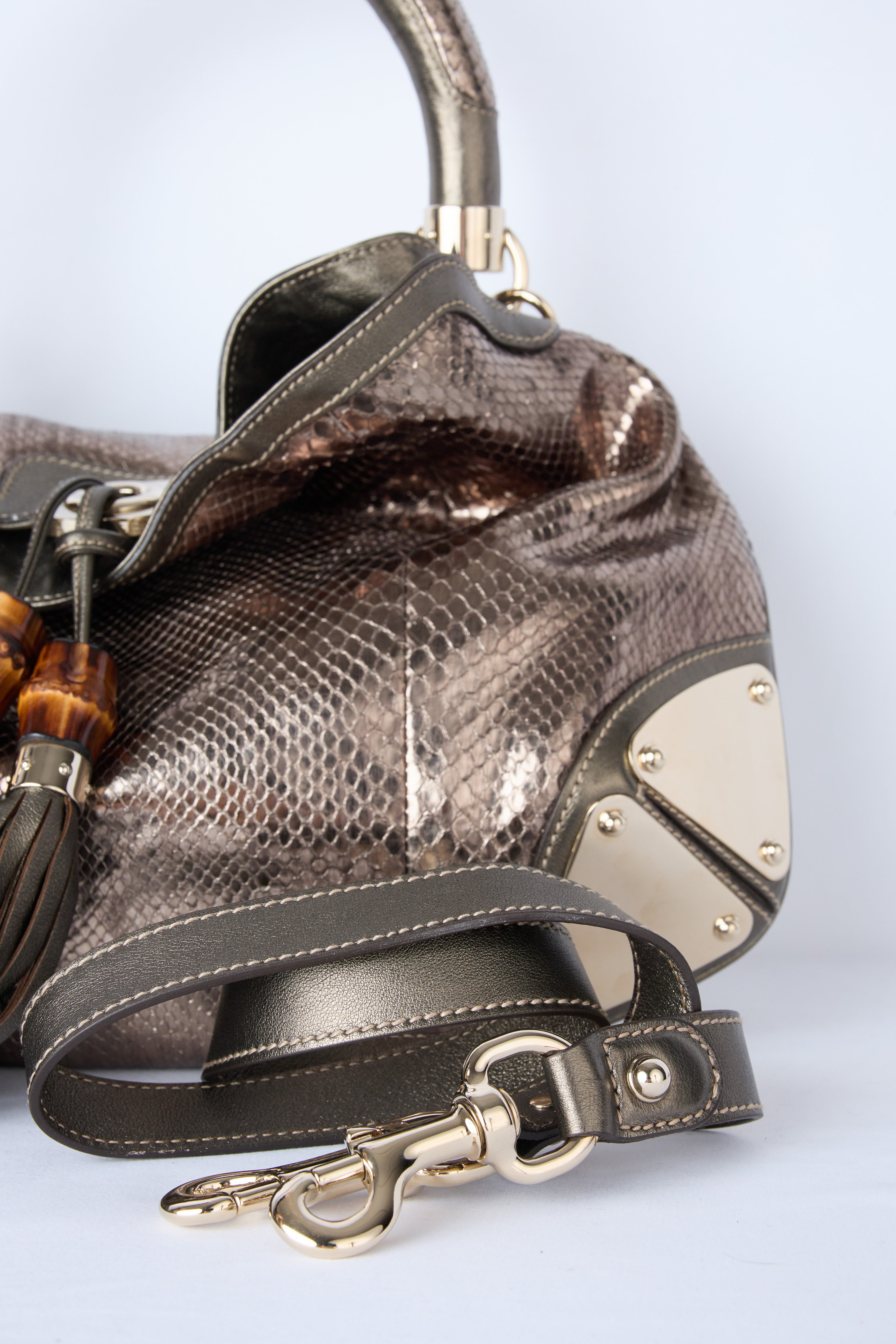 GUCCI METALLIC PYTHON BABOUSKA INDY HOBO