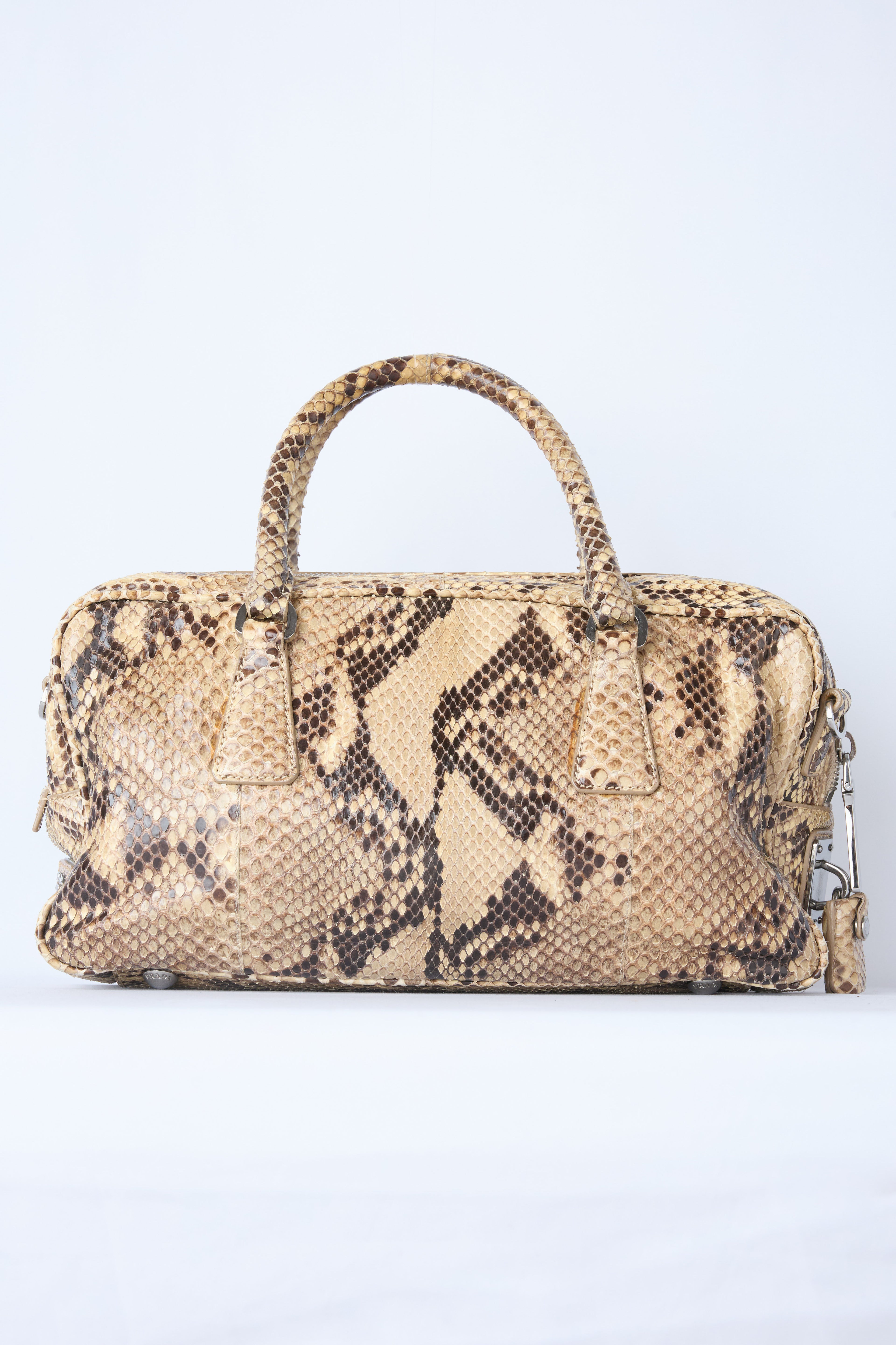PRADA MINI PYTHON TOP HANDLE BOWLER