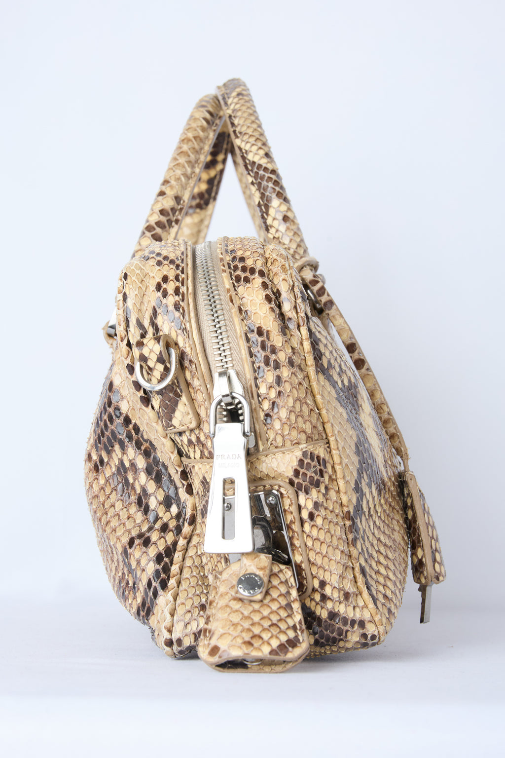 PRADA MINI PYTHON TOP HANDLE BOWLER