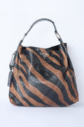 PRADA GLACE CALF ZEBRA STRIPED HOBO