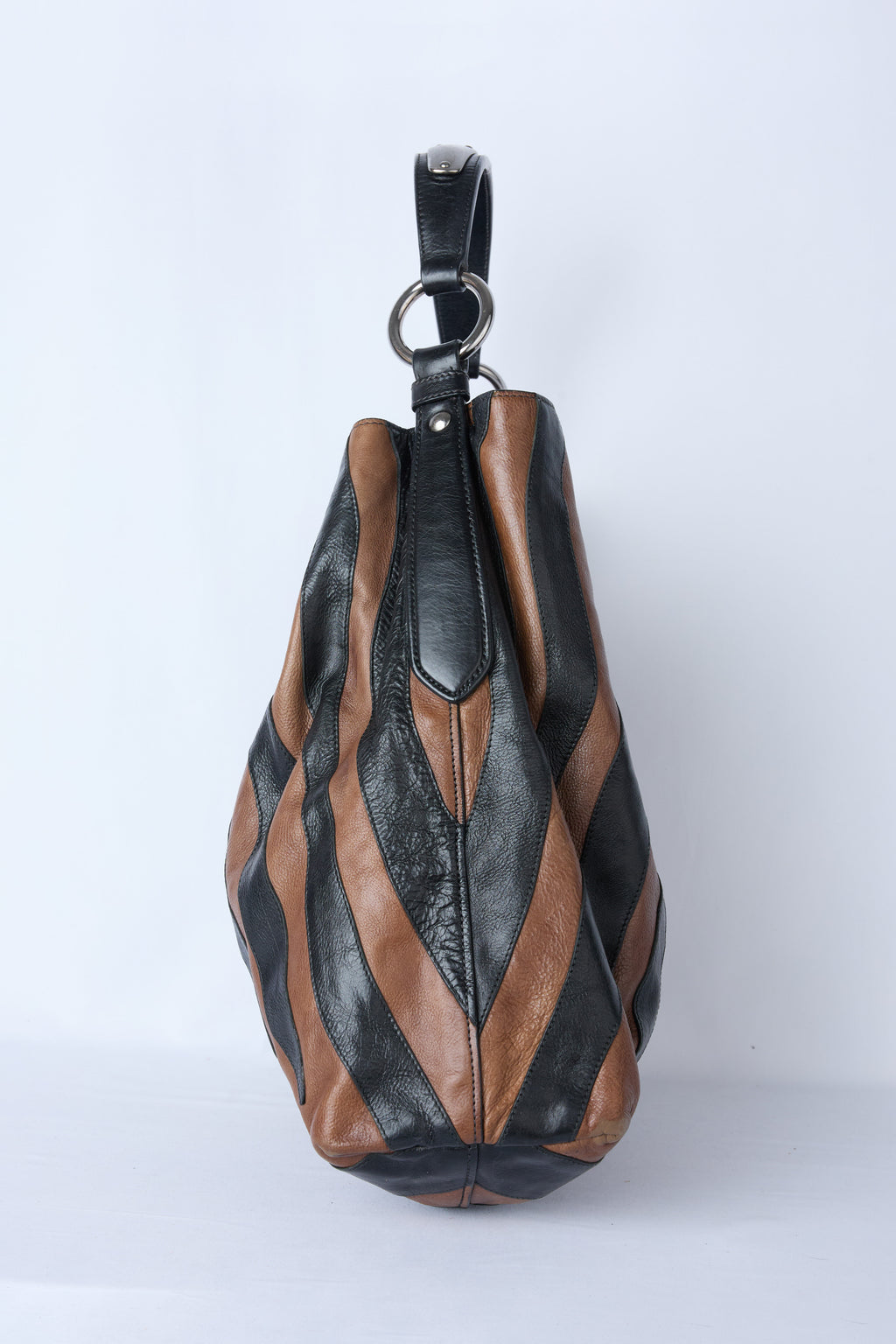 PRADA GLACE CALF ZEBRA STRIPED HOBO