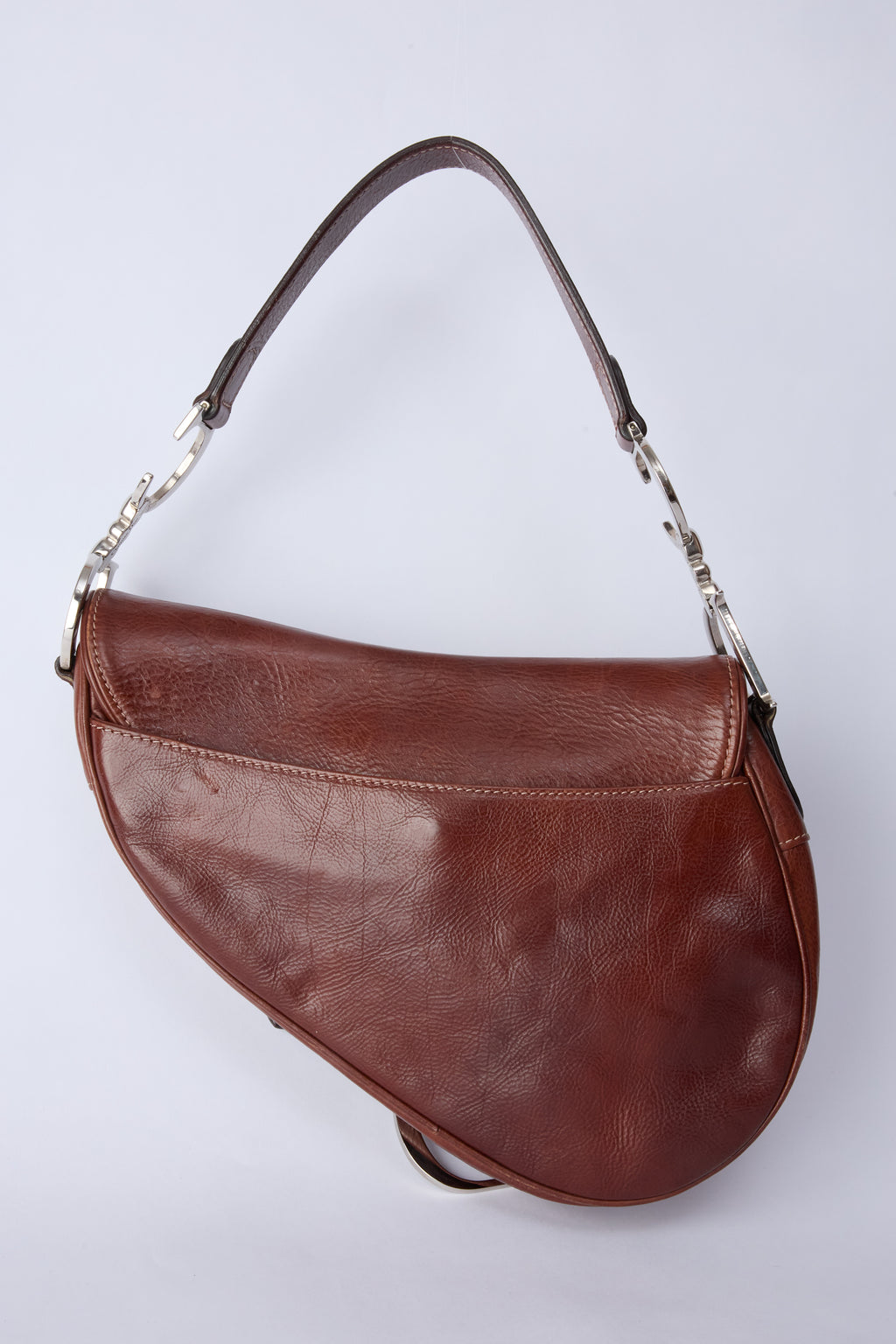 DIOR BROWN EMBROIDERED FLORAL SADDLE