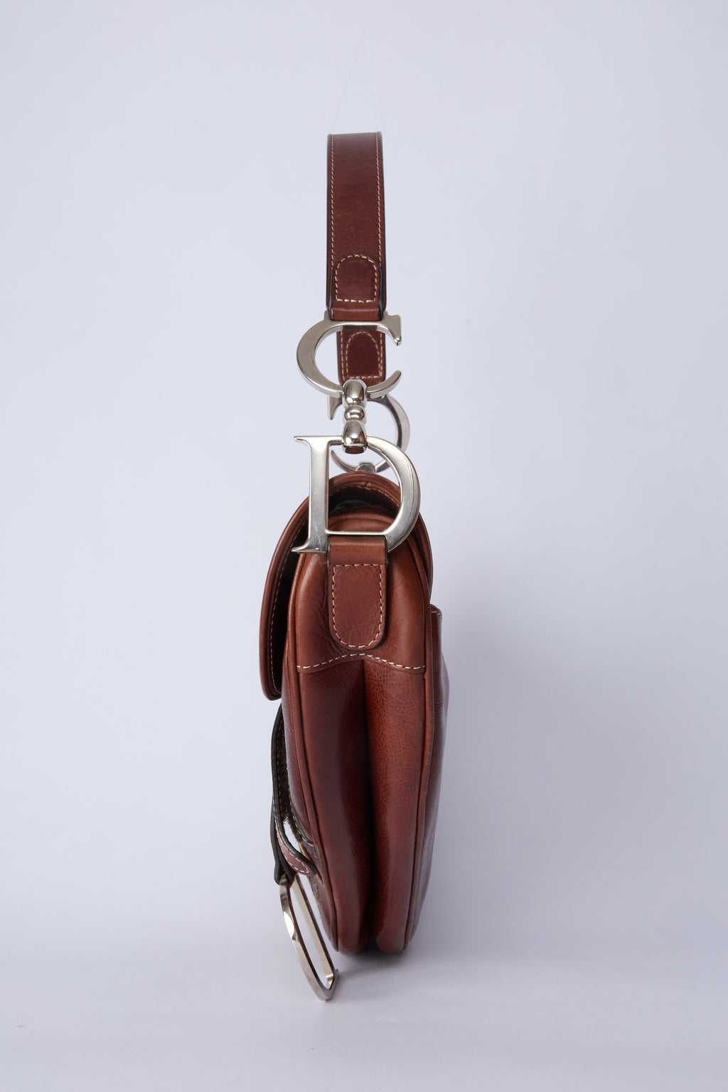 DIOR BROWN EMBROIDERED FLORAL SADDLE