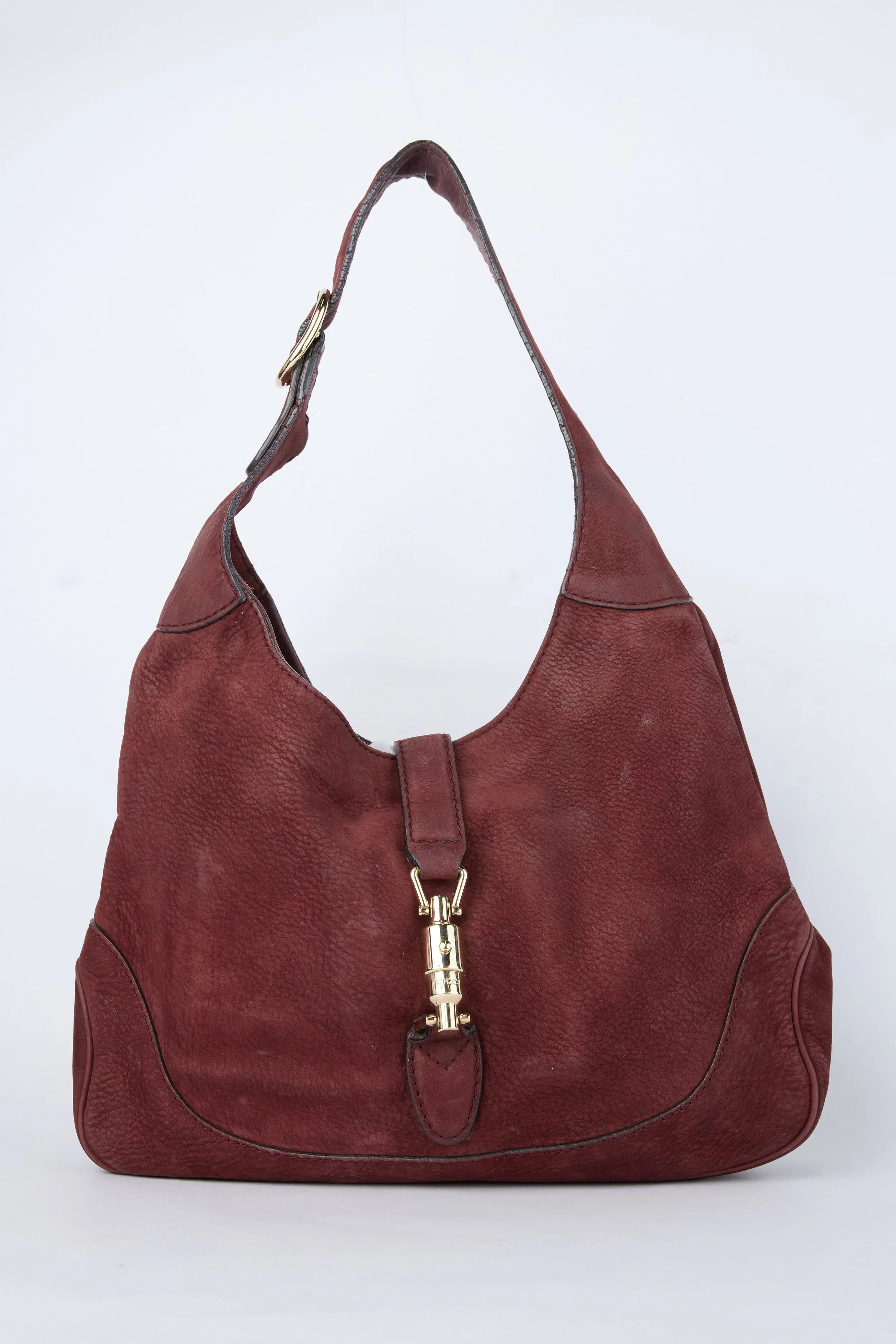 GUCCI BURGUNDY NUBUCK LEATHER JACKIE