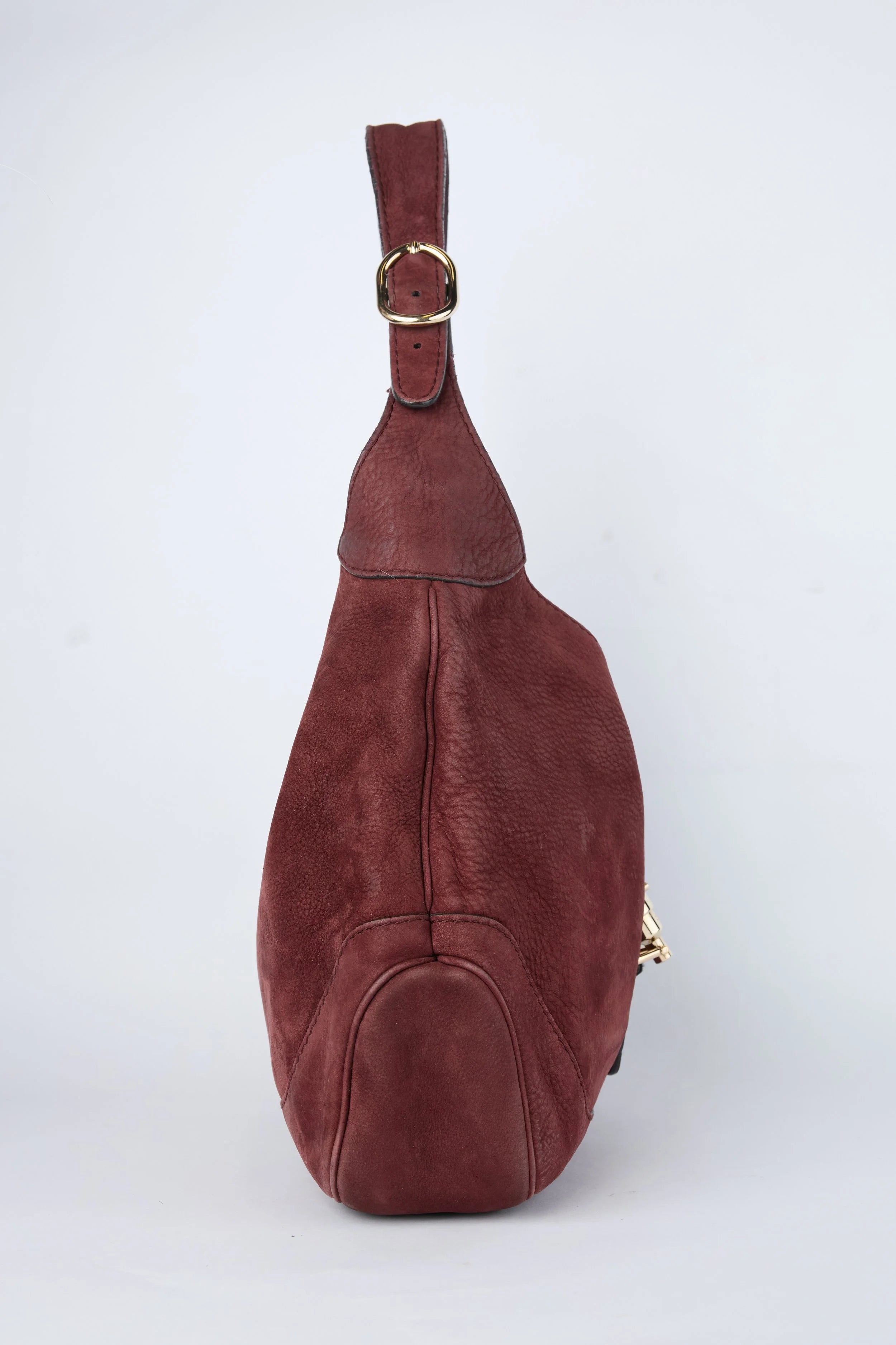 GUCCI BURGUNDY NUBUCK LEATHER JACKIE