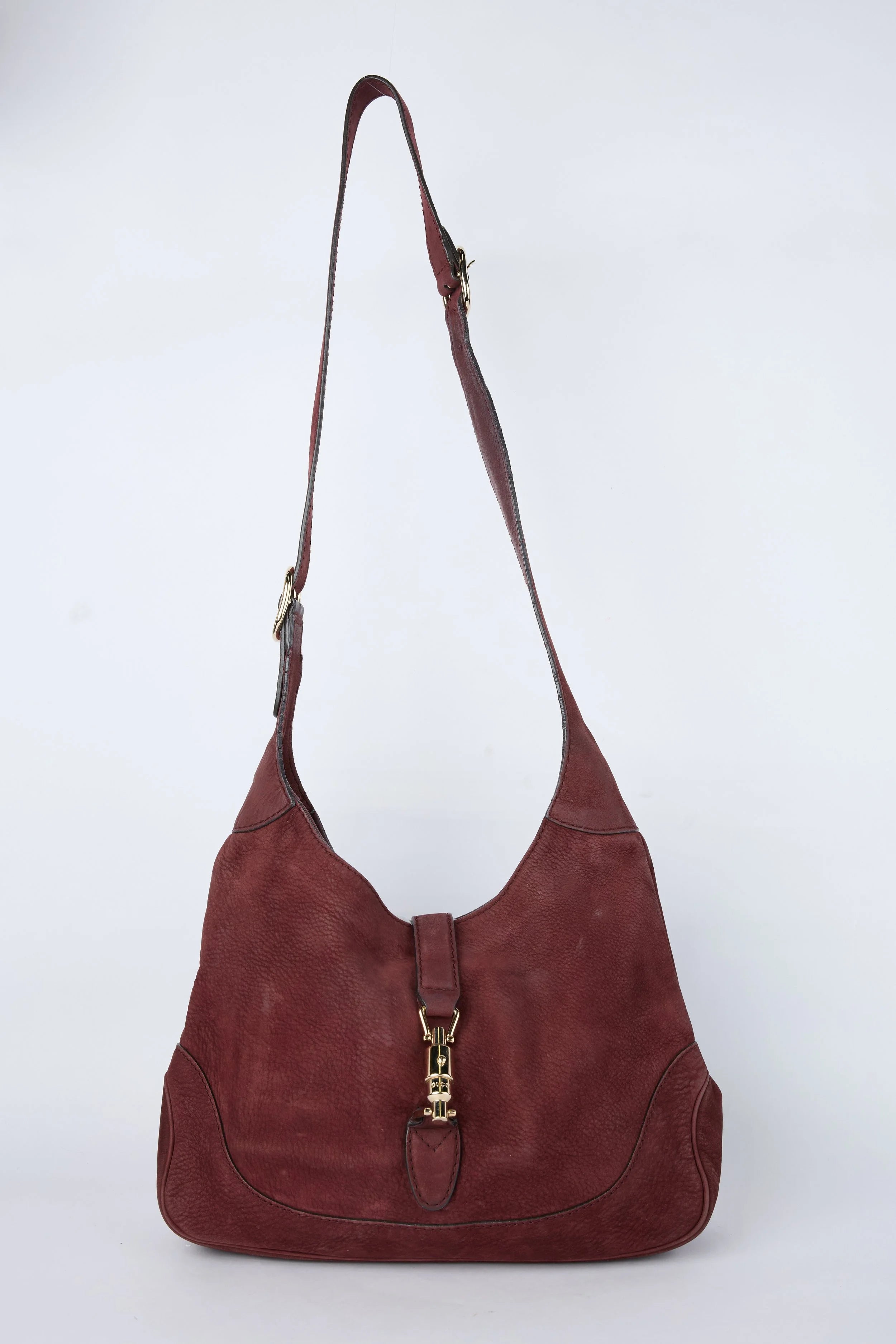 GUCCI BURGUNDY NUBUCK LEATHER JACKIE