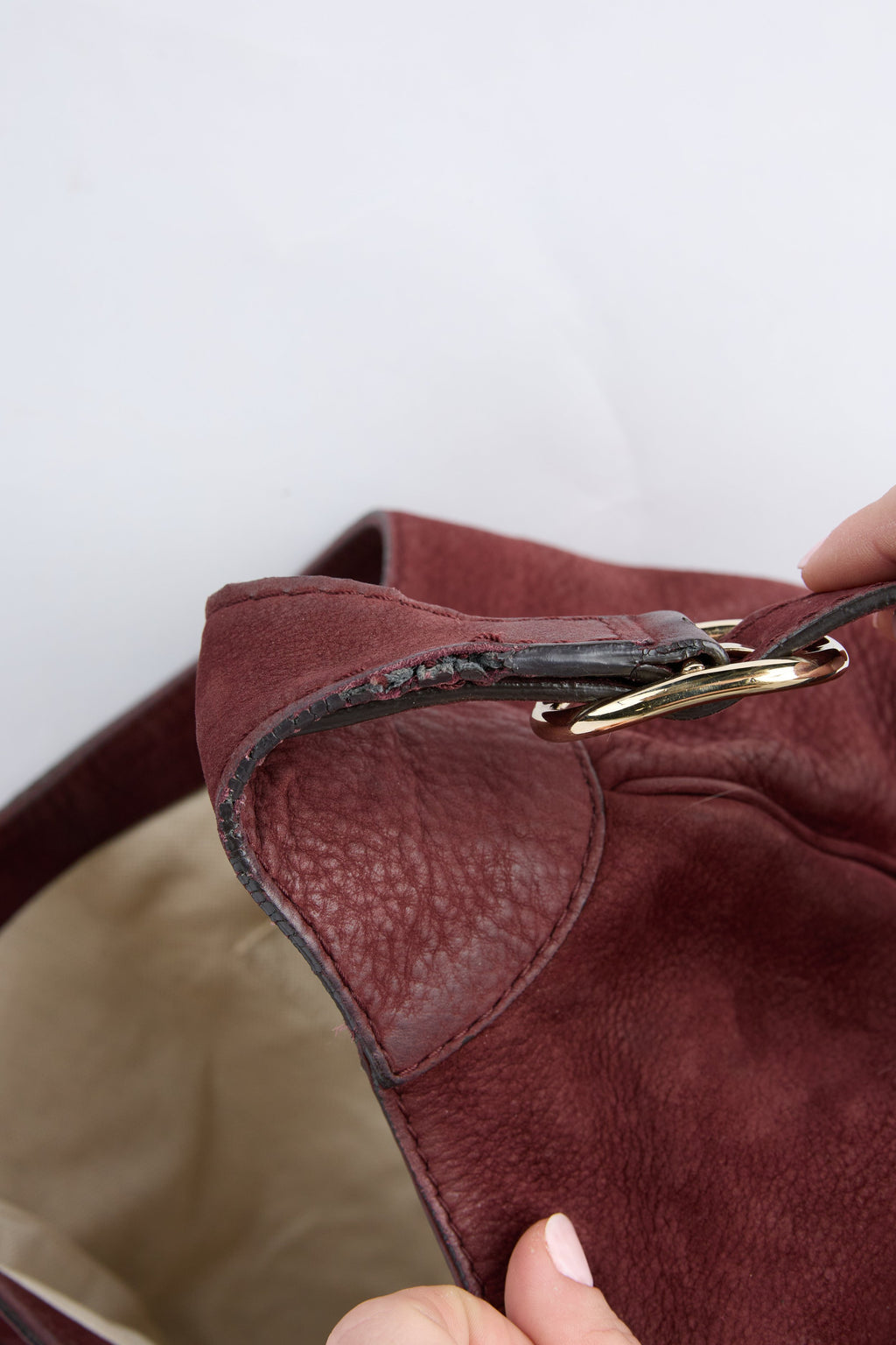 GUCCI BURGUNDY NUBUCK LEATHER JACKIE