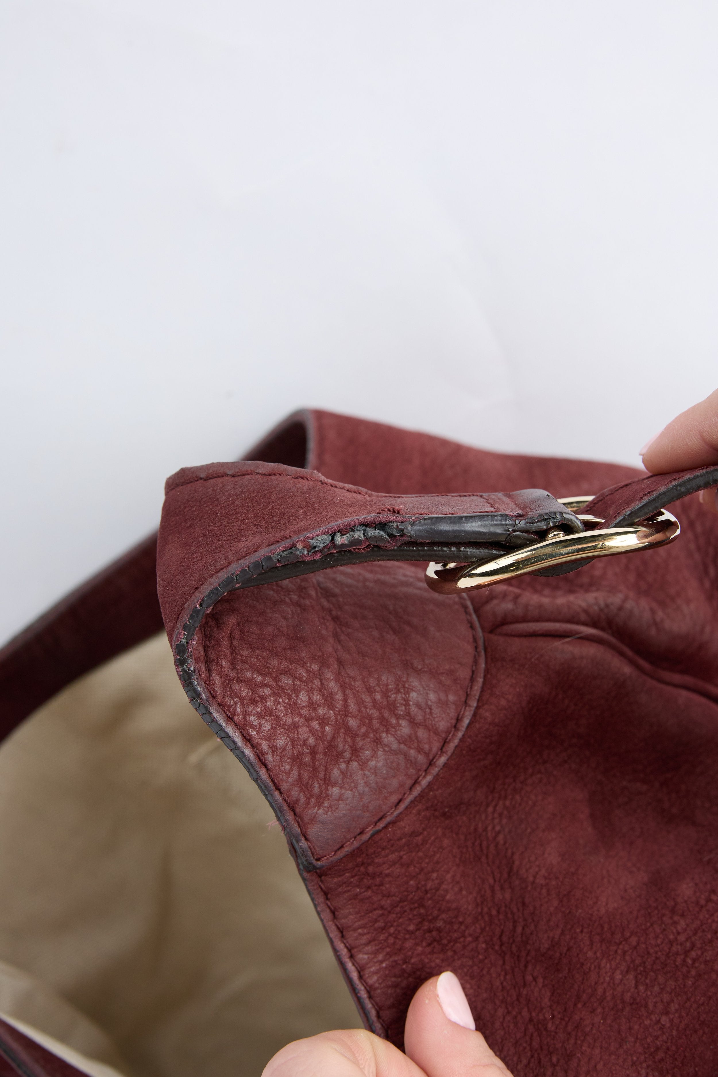 GUCCI BURGUNDY NUBUCK LEATHER JACKIE