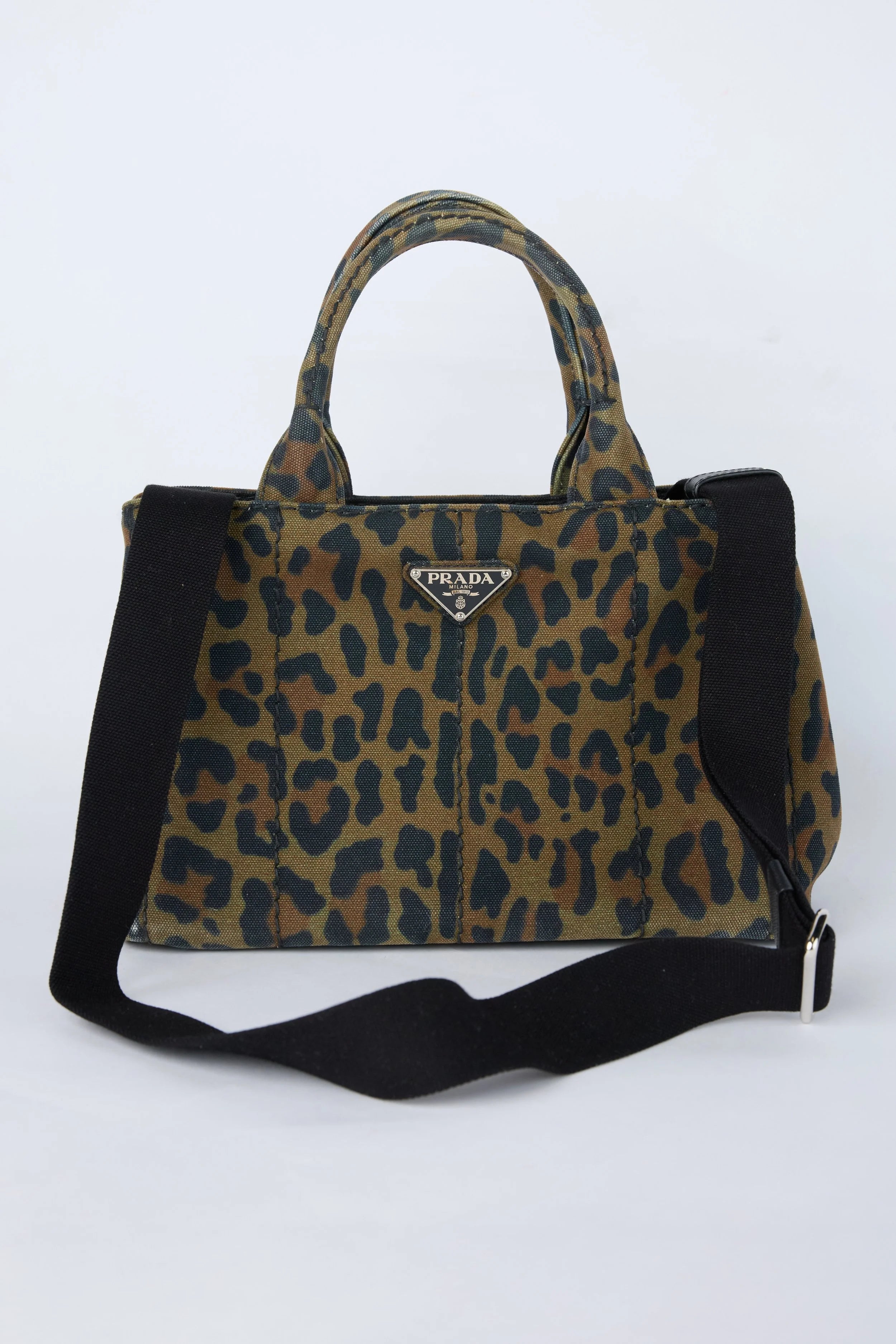 PRADA LEOPARD CANVAS TOTE