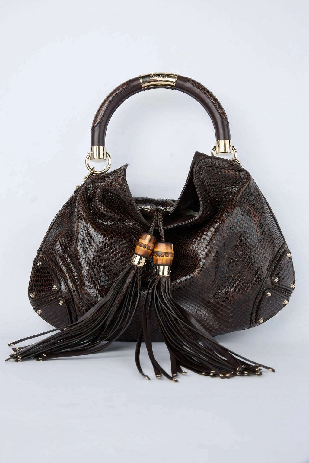 GUCCI BROWN PYTHON INDY HOBO