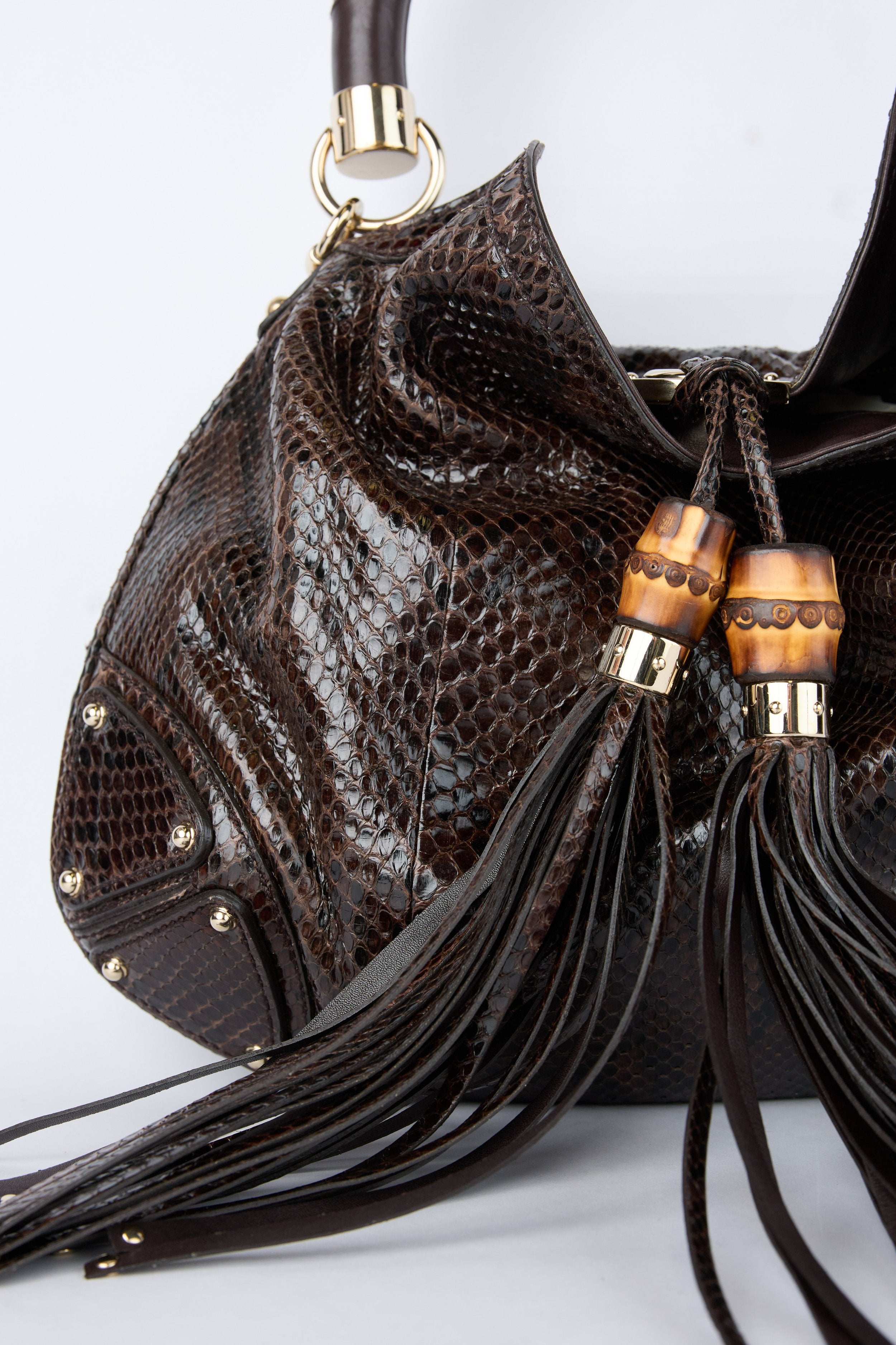 GUCCI BROWN PYTHON INDY HOBO