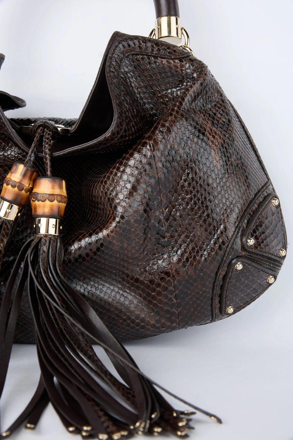 GUCCI BROWN PYTHON INDY HOBO