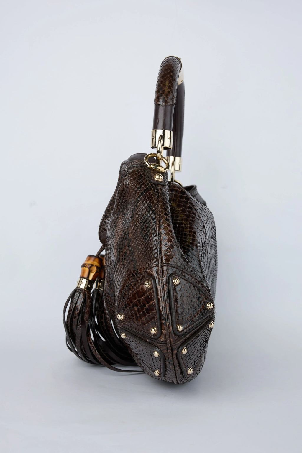 GUCCI BROWN PYTHON INDY HOBO