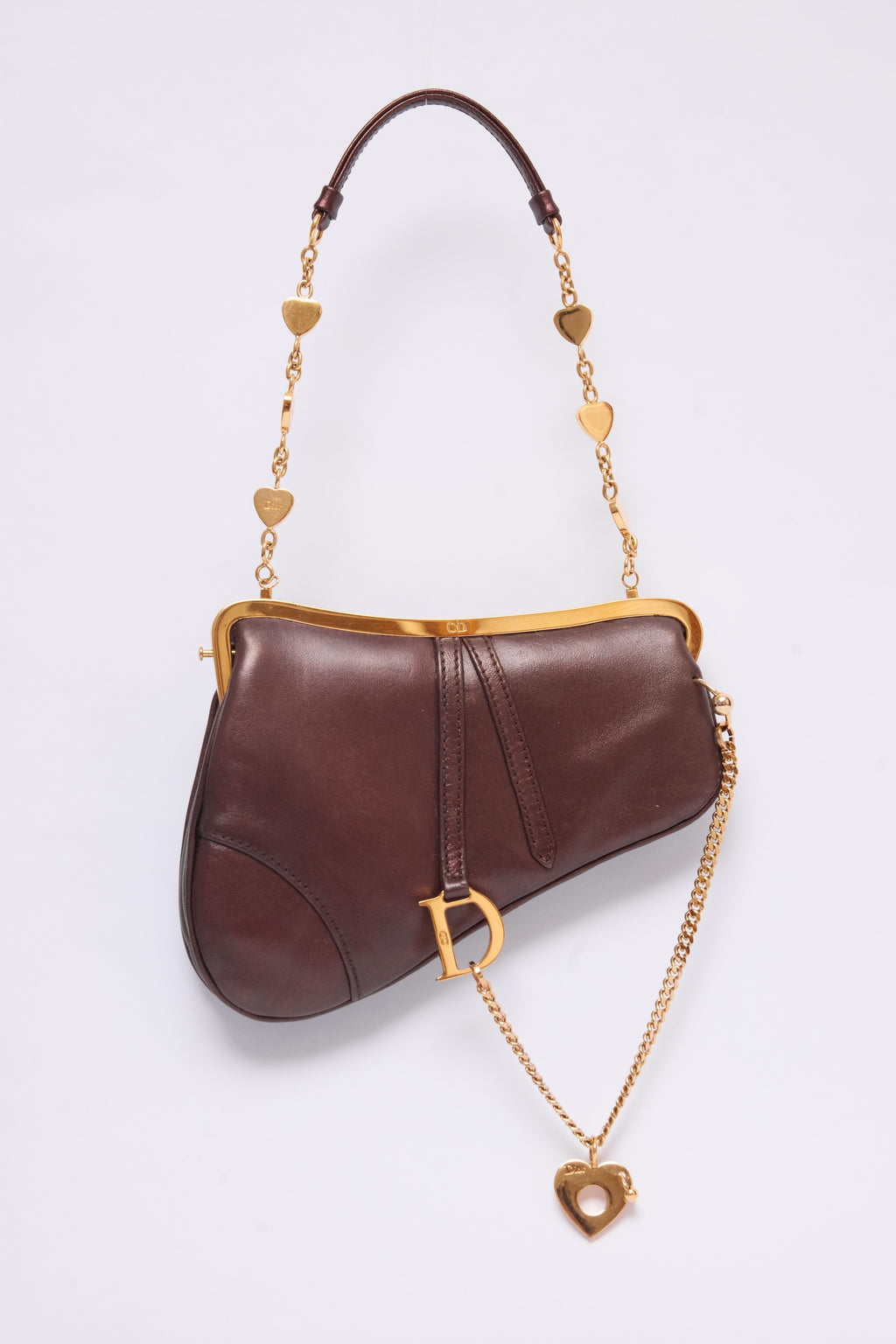 DIOR BROWN HEART CHARM EVENING SADDLE