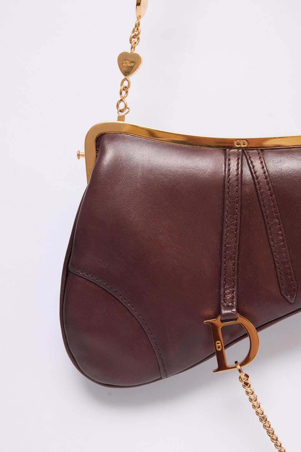 DIOR BROWN HEART CHARM EVENING SADDLE