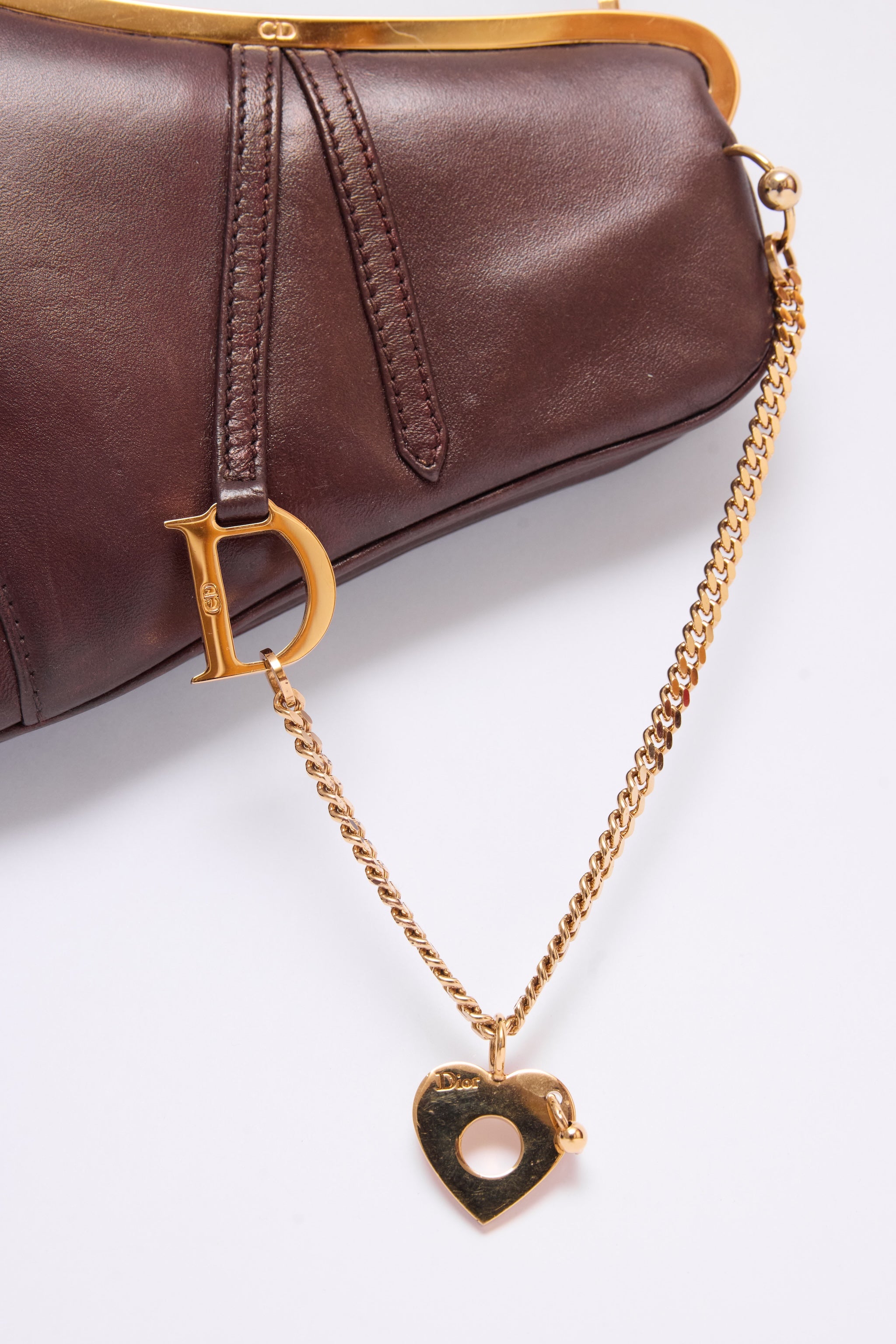 DIOR BROWN HEART CHARM EVENING SADDLE