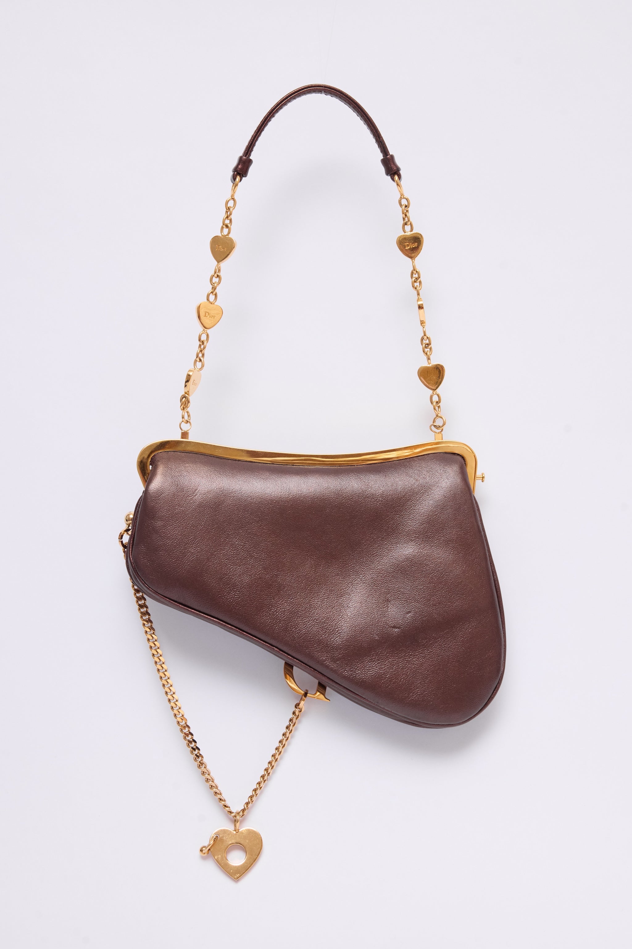 DIOR BROWN HEART CHARM EVENING SADDLE