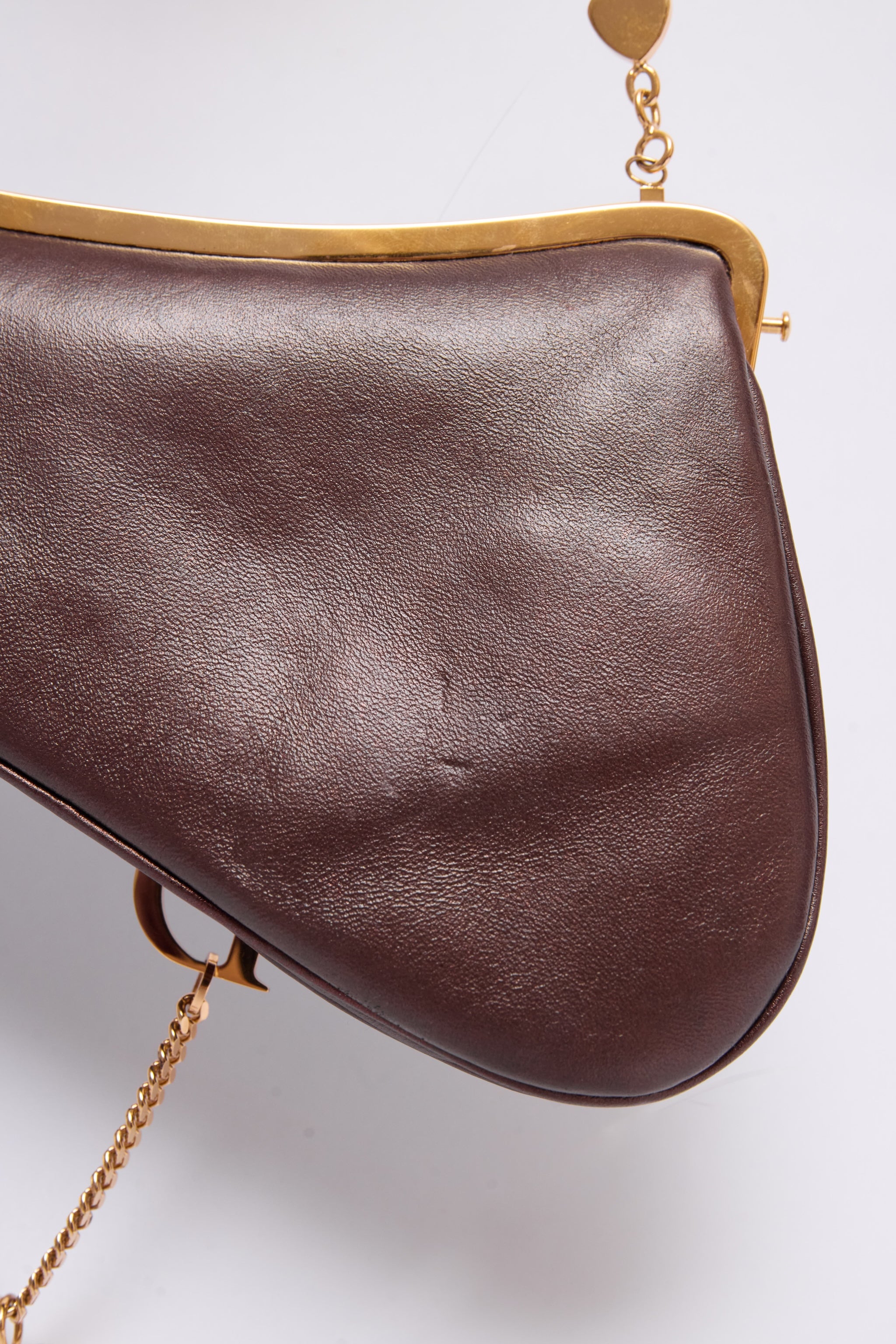 DIOR BROWN HEART CHARM EVENING SADDLE