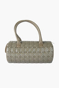 Chanel Gray Lucite & Tweed Puzzle Barrel Handbag
