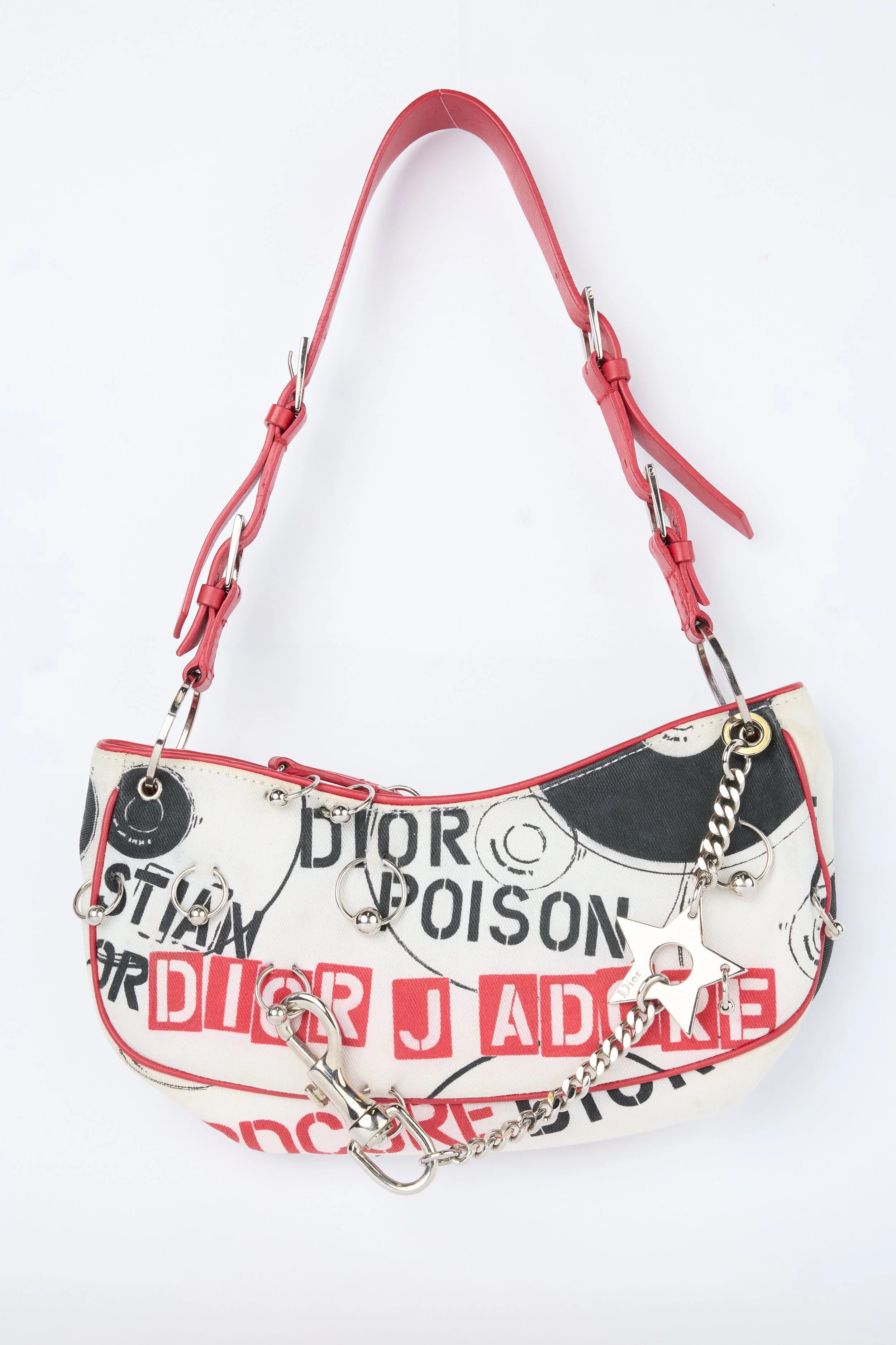 DIOR WHITE CANVAS HARDCORE SHOULDER BAG