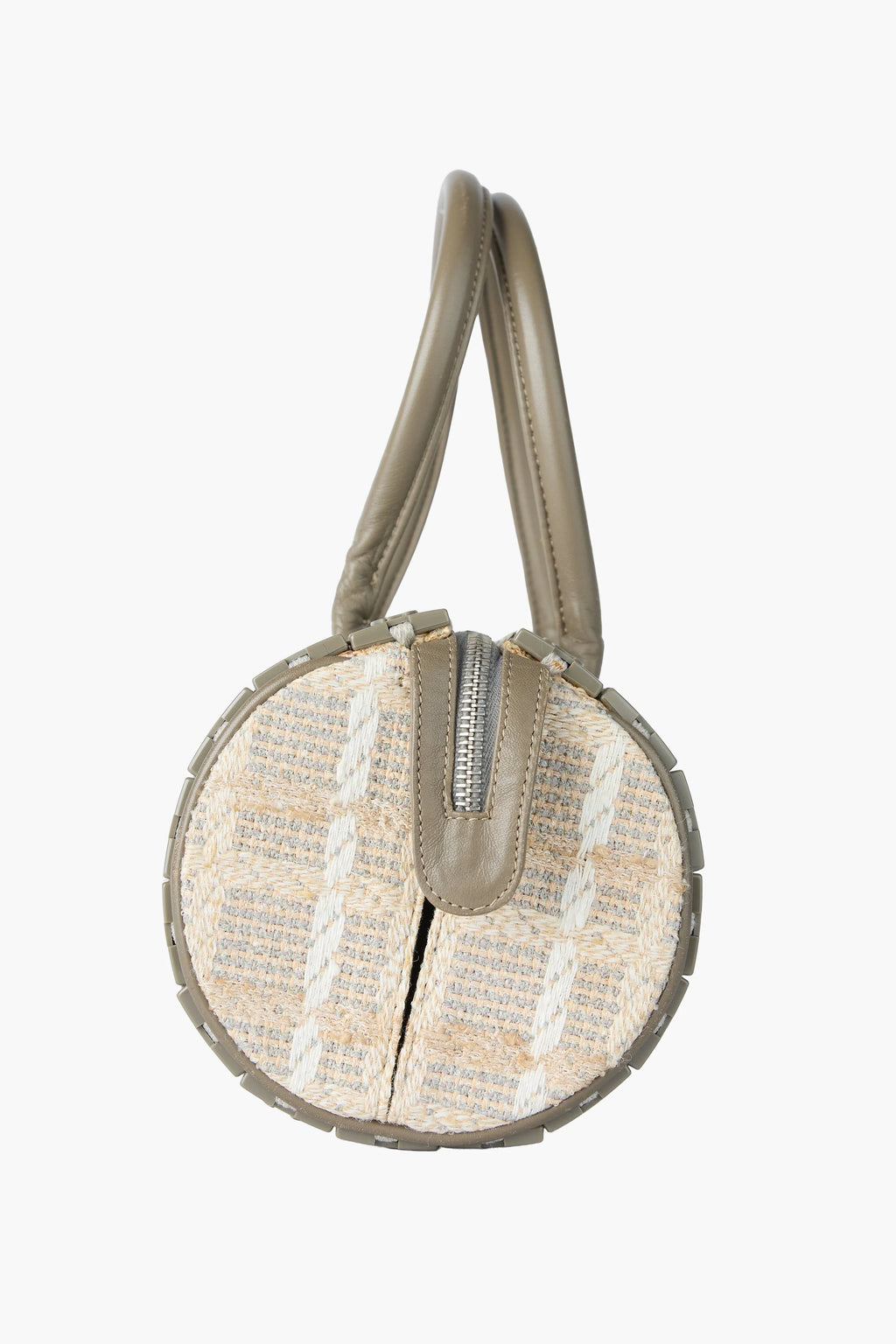 Chanel Gray Lucite & Tweed Puzzle Barrel Handbag