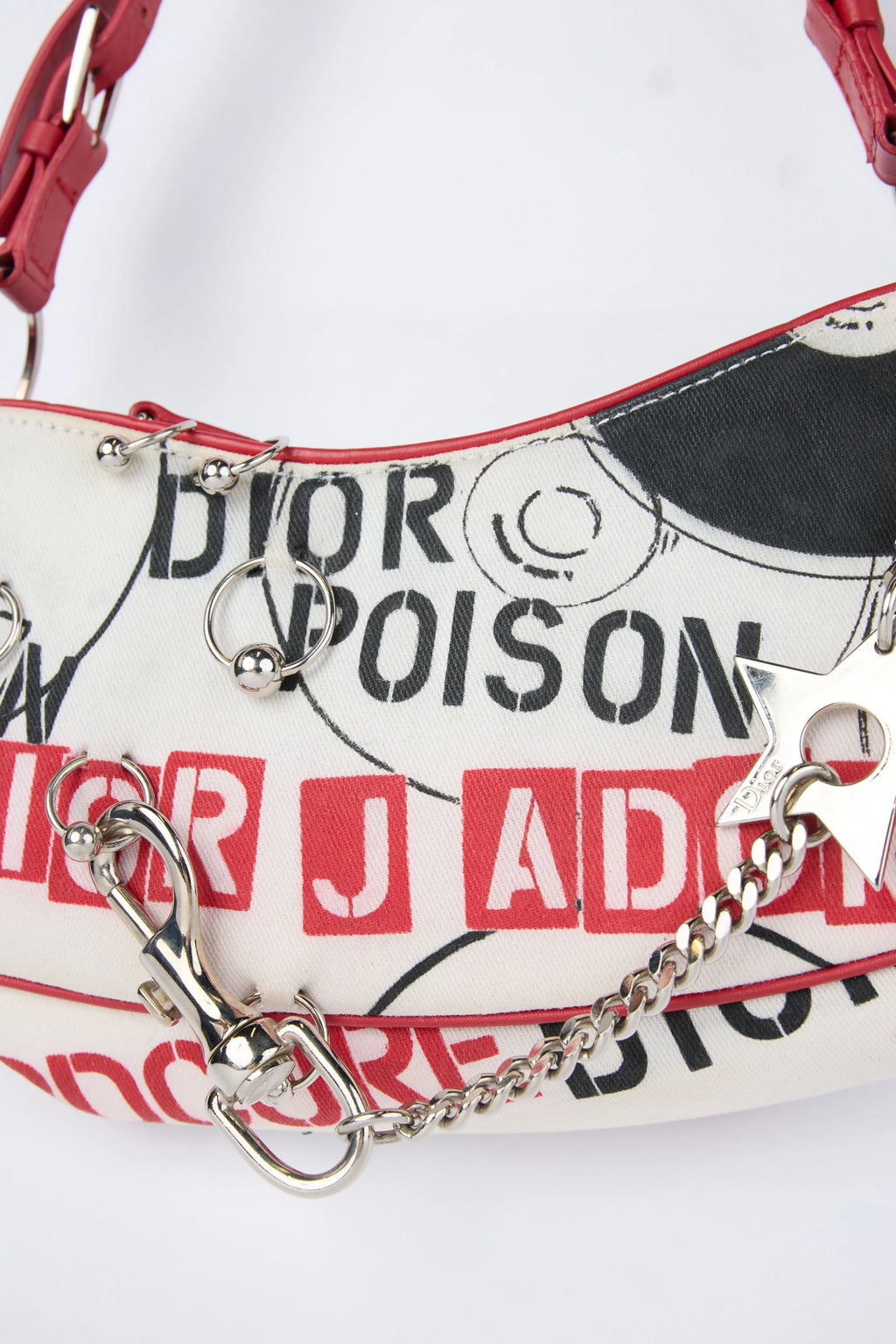 DIOR WHITE CANVAS HARDCORE SHOULDER BAG