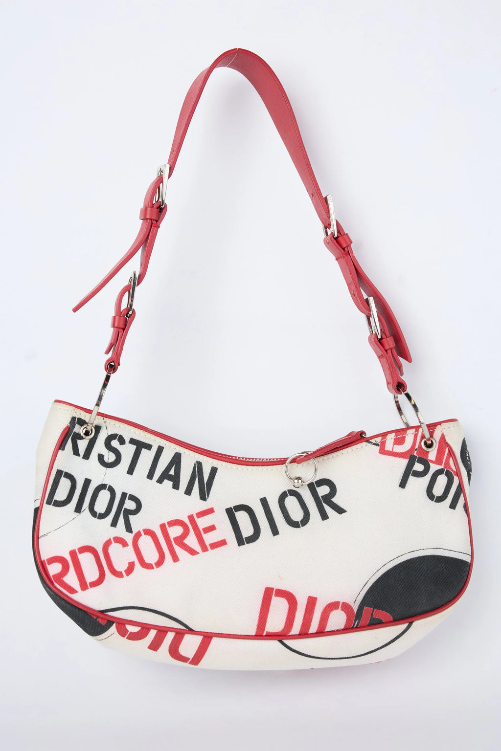 DIOR WHITE CANVAS HARDCORE SHOULDER BAG
