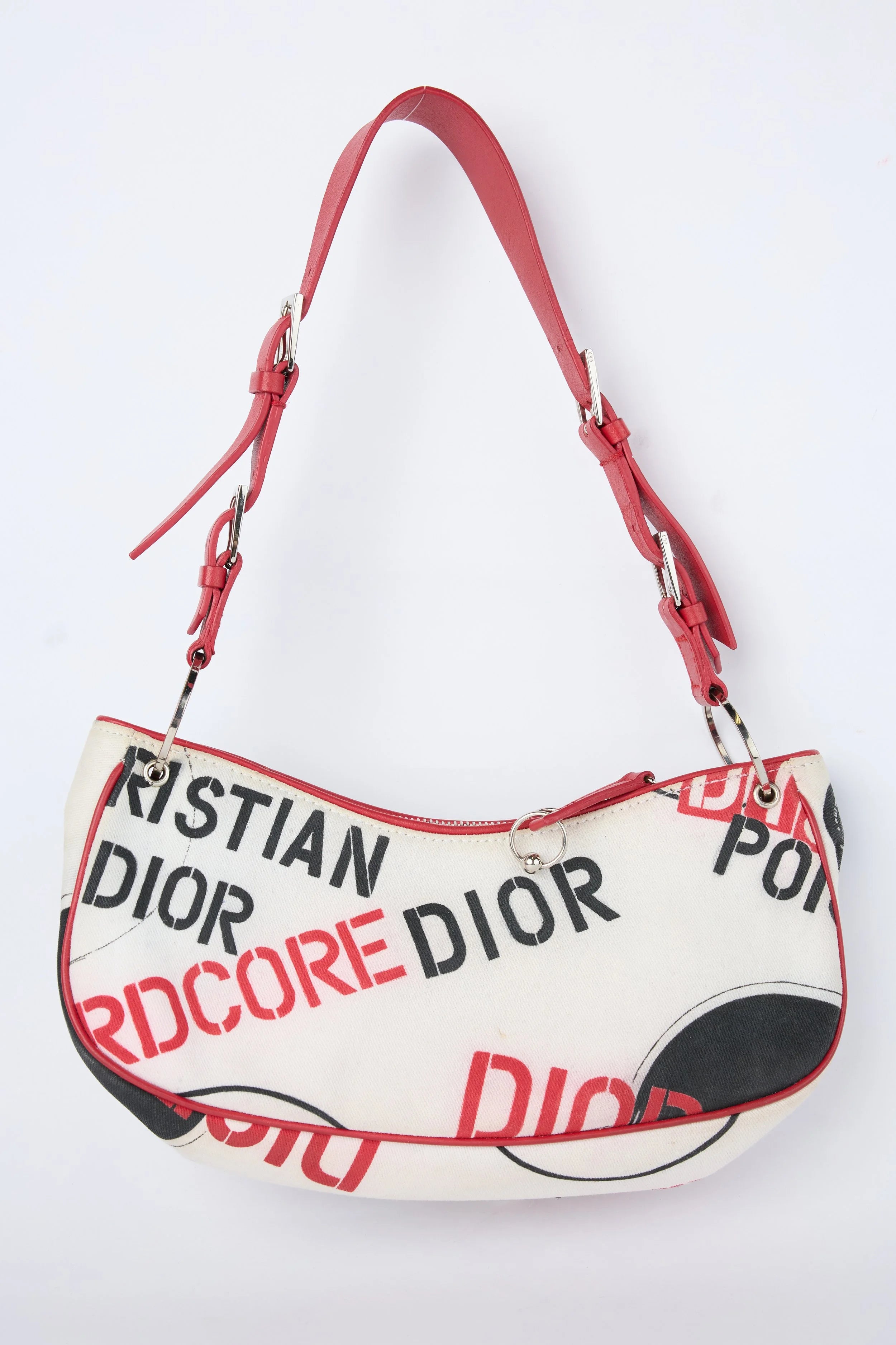 DIOR WHITE CANVAS HARDCORE SHOULDER BAG