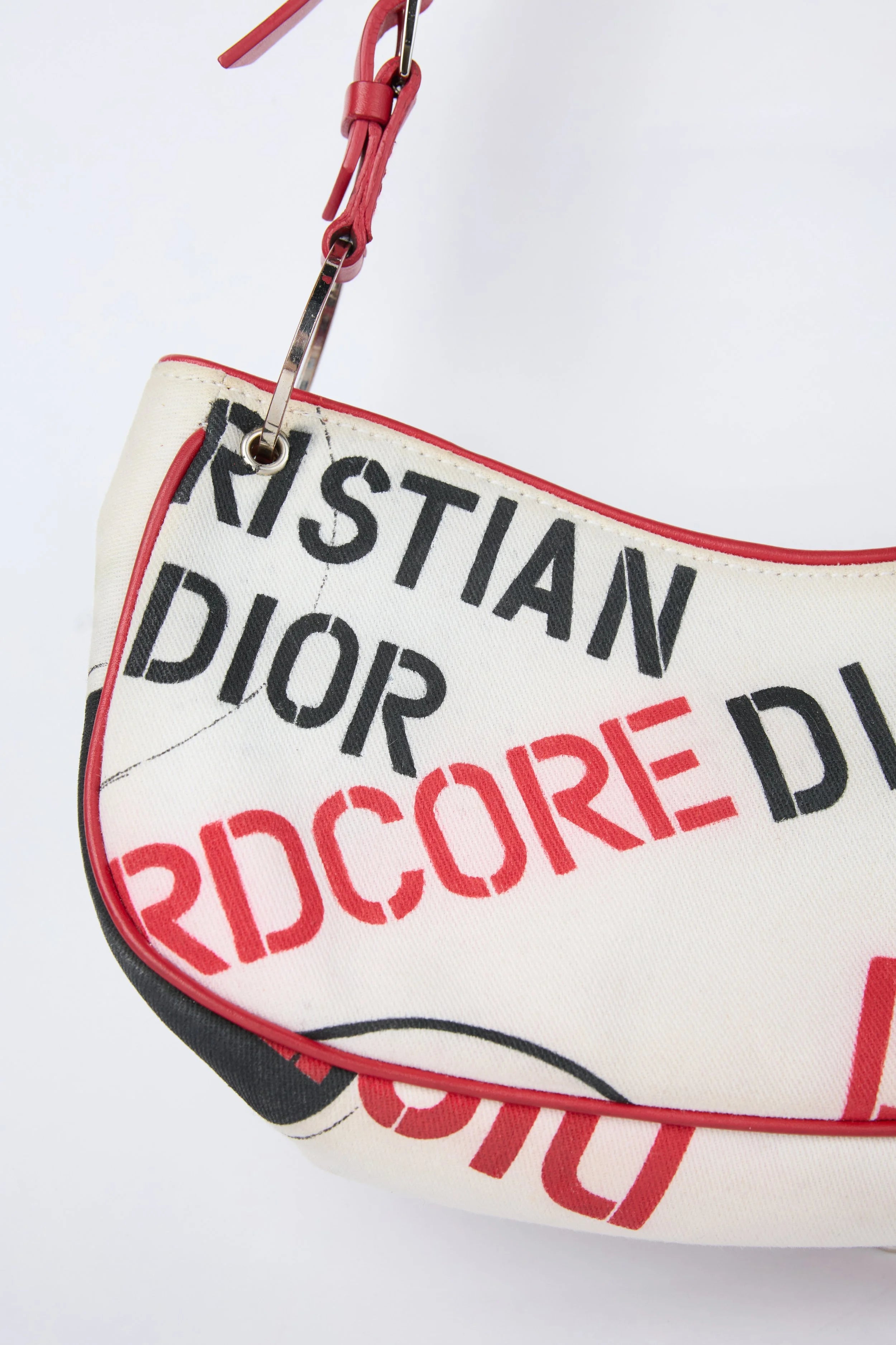 DIOR WHITE CANVAS HARDCORE SHOULDER BAG
