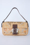 FENDI LINEN EMBELLISHED BAGUETTE
