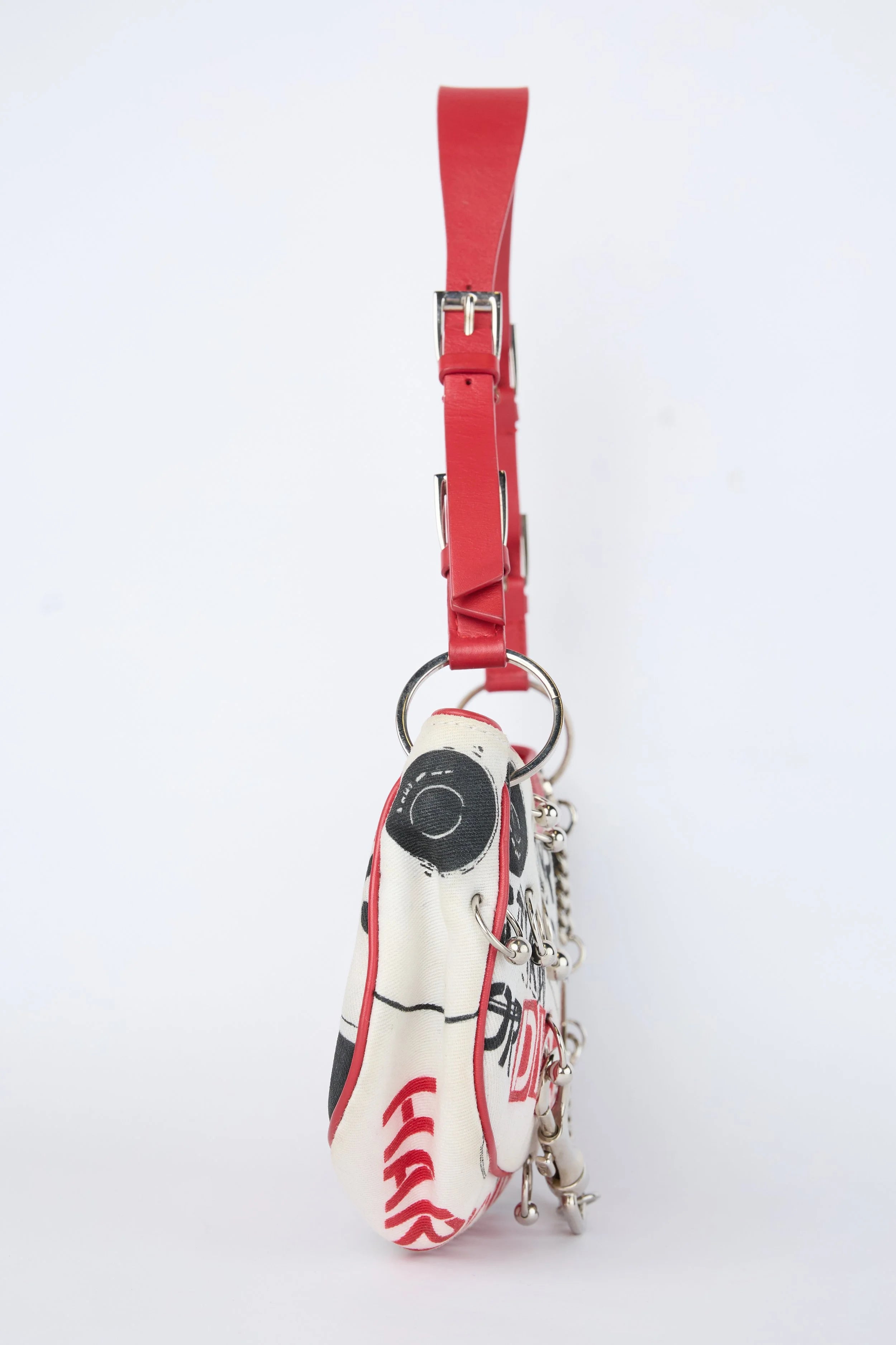 DIOR WHITE CANVAS HARDCORE SHOULDER BAG