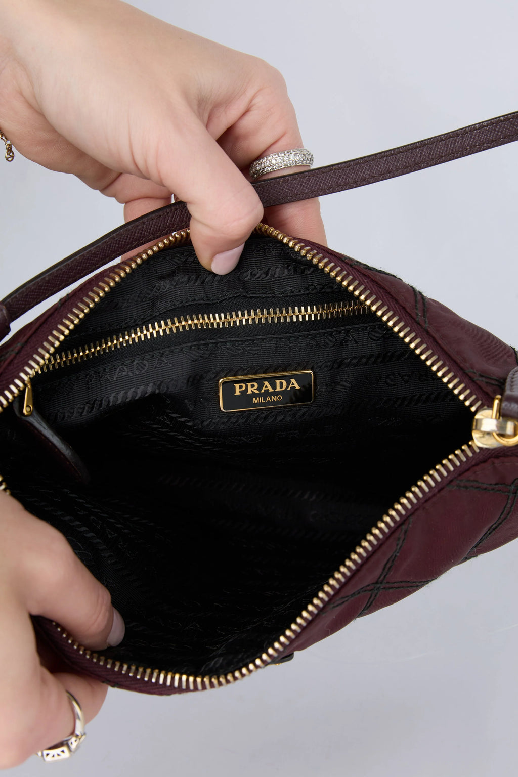 PRADA PURPLE QUILTED RE-NYLON POUCH
