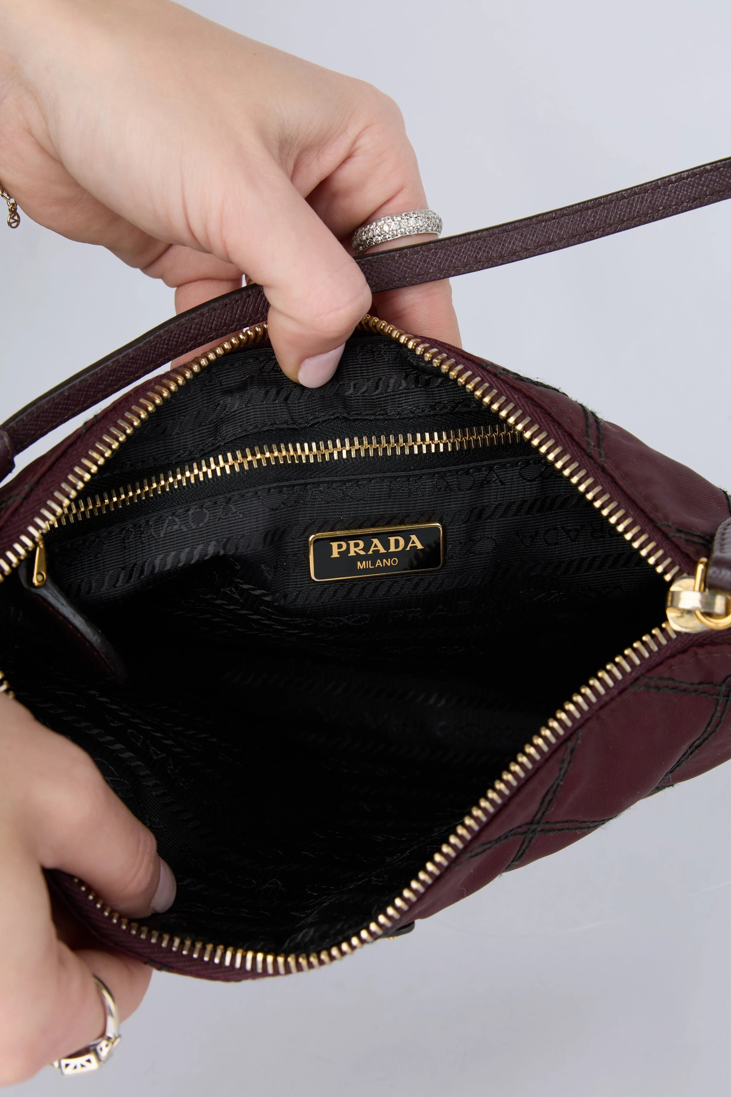 PRADA PURPLE QUILTED RE-NYLON POUCH