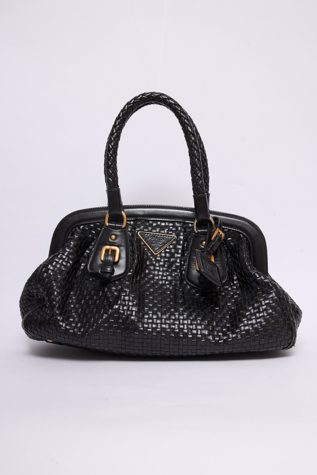 PRADA INTRECCIO MADRAS WOVEN FRAME BAG