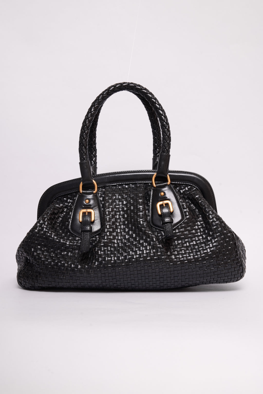 PRADA INTRECCIO MADRAS WOVEN FRAME BAG