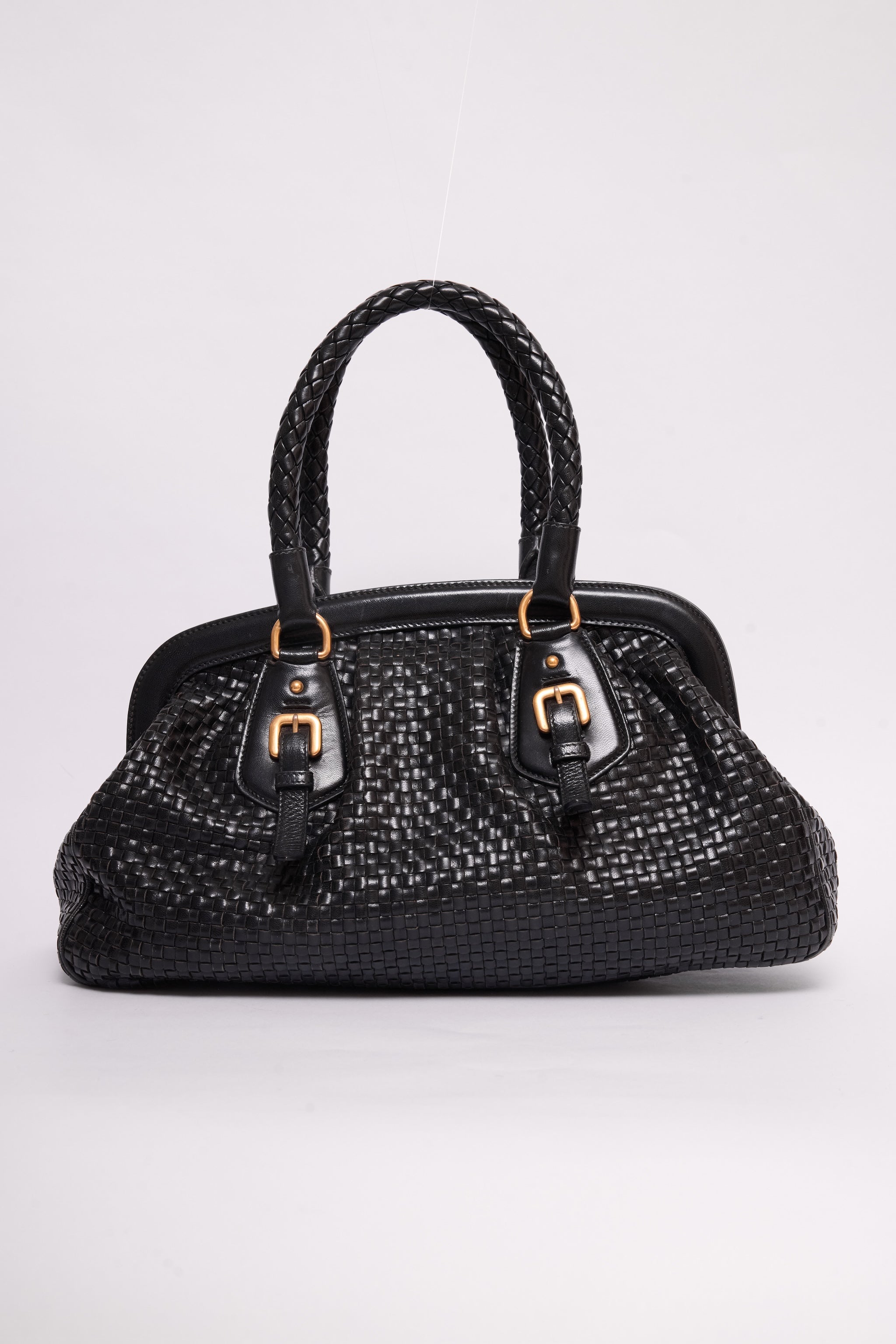 PRADA INTRECCIO MADRAS WOVEN FRAME BAG