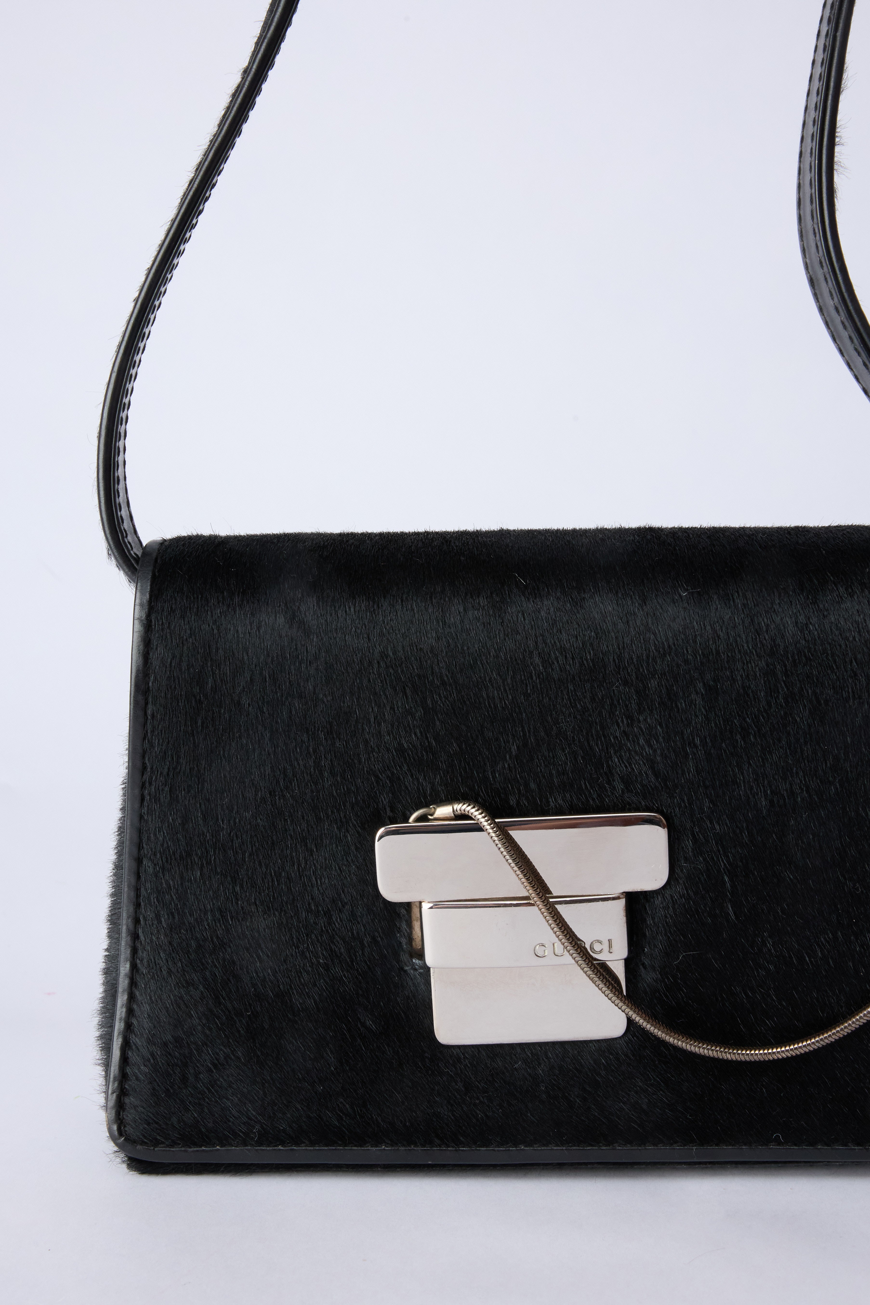 GUCCI BLACK PONYHAIR BAG